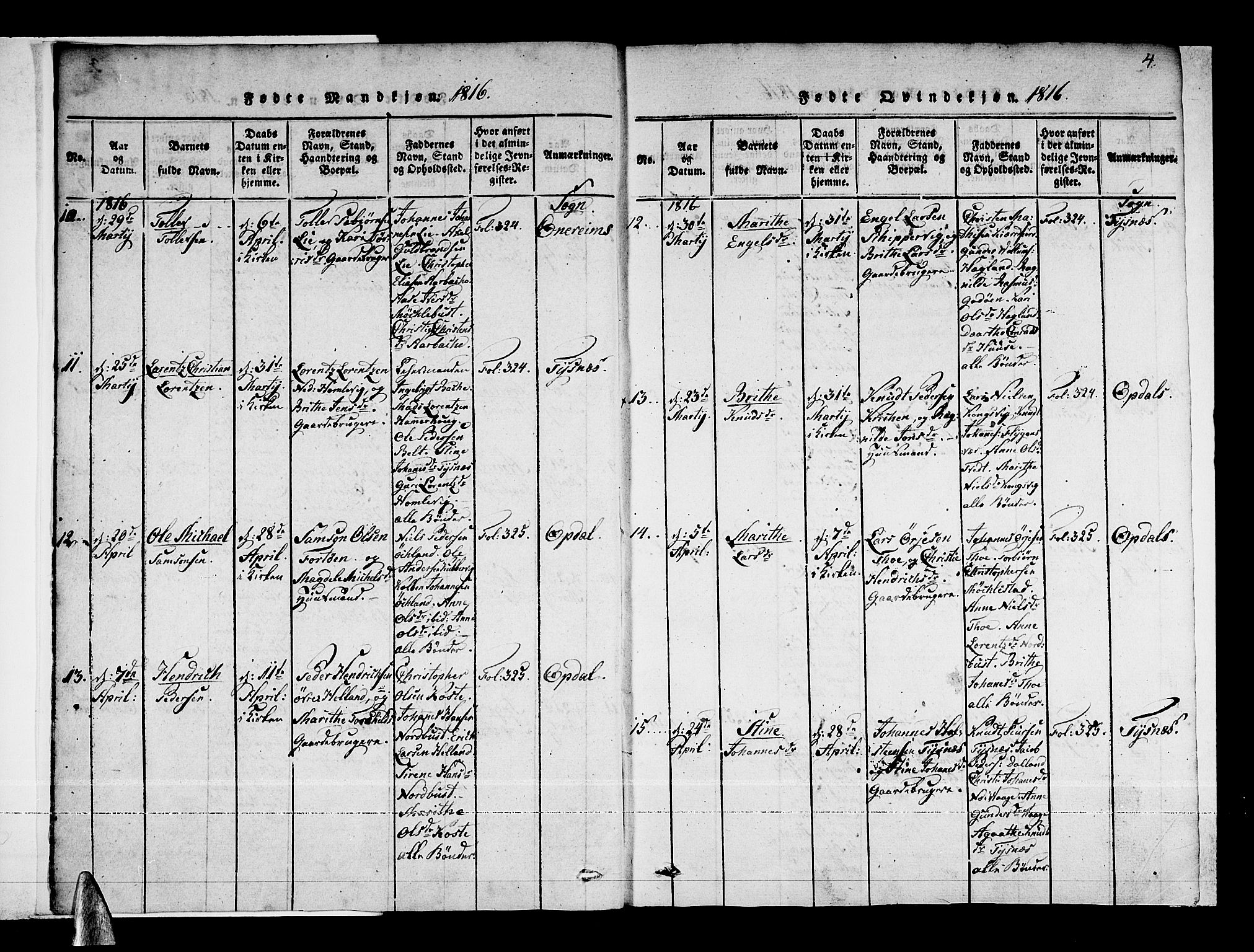 Tysnes sokneprestembete, SAB/A-78601/H/Haa: Parish register (official) no. A 7, 1816-1826, p. 4