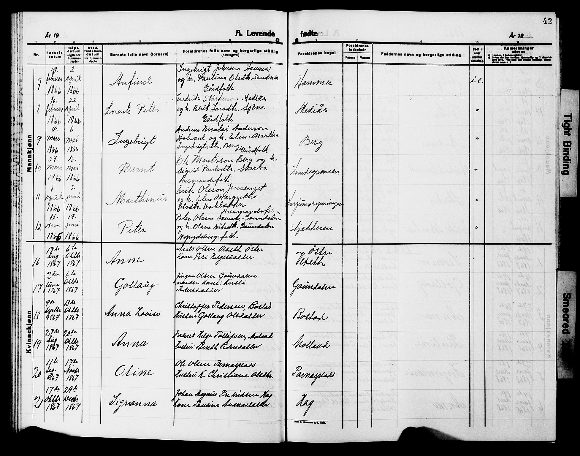 Ministerialprotokoller, klokkerbøker og fødselsregistre - Nord-Trøndelag, SAT/A-1458/749/L0485: Parish register (official) no. 749D01, 1857-1872, p. 42