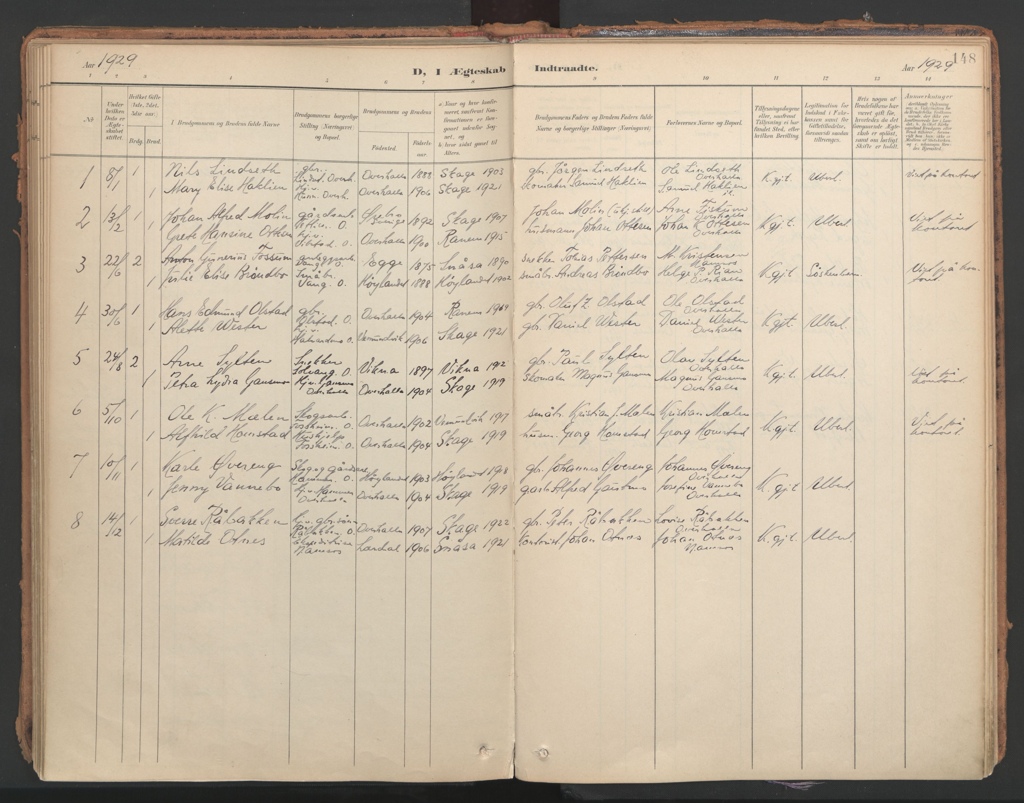 Ministerialprotokoller, klokkerbøker og fødselsregistre - Nord-Trøndelag, SAT/A-1458/766/L0564: Parish register (official) no. 767A02, 1900-1932, p. 148