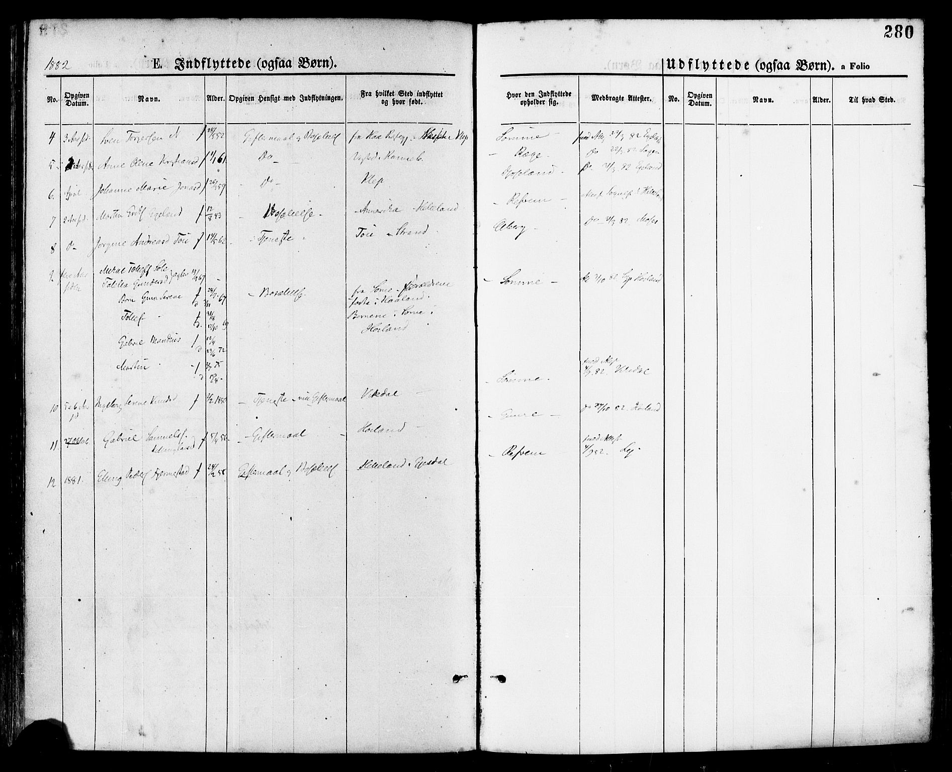 Håland sokneprestkontor, AV/SAST-A-101802/001/30BA/L0009: Parish register (official) no. A 8, 1871-1882, p. 280