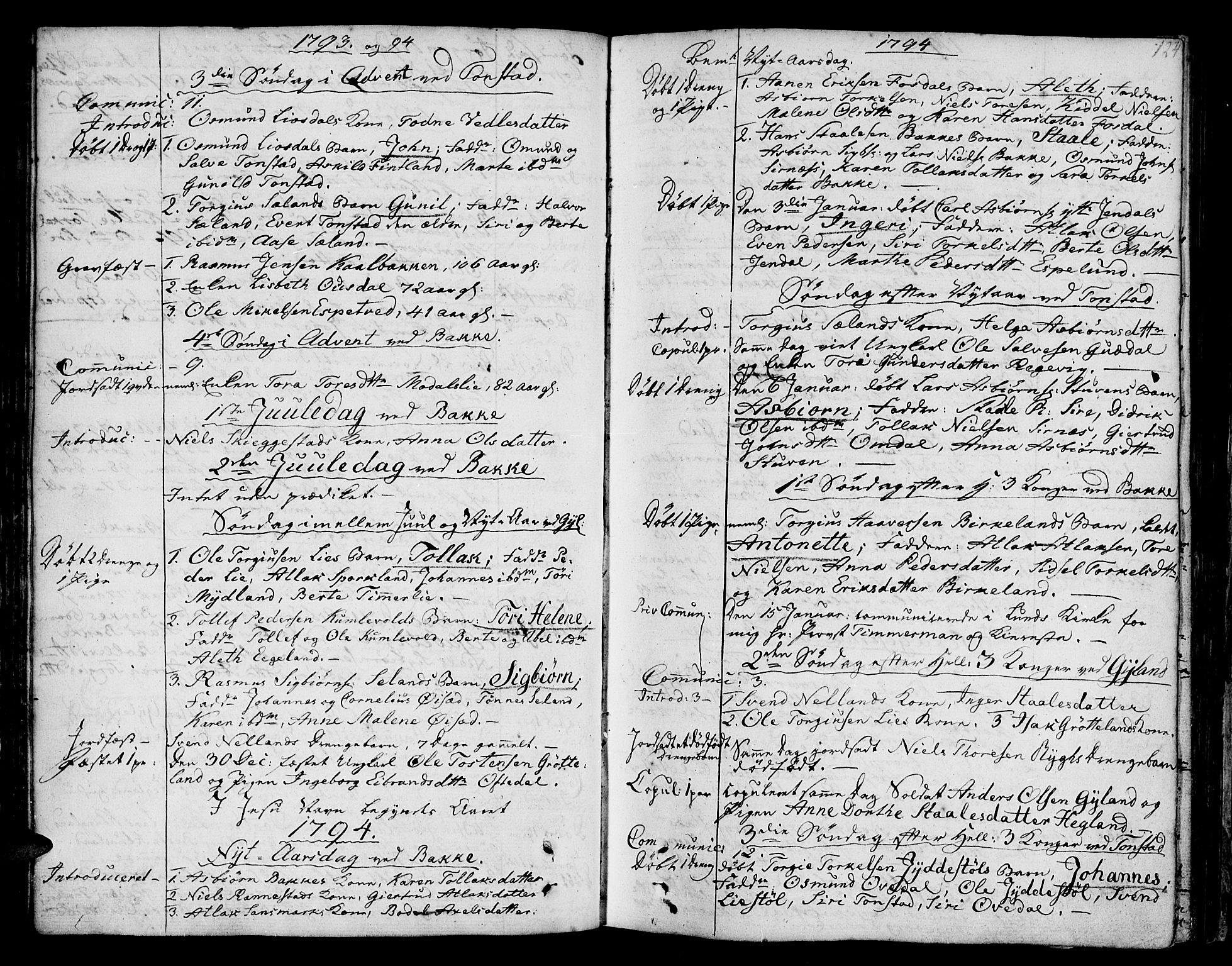 Bakke sokneprestkontor, SAK/1111-0002/F/Fa/Faa/L0002: Parish register (official) no. A 2, 1780-1816, p. 124