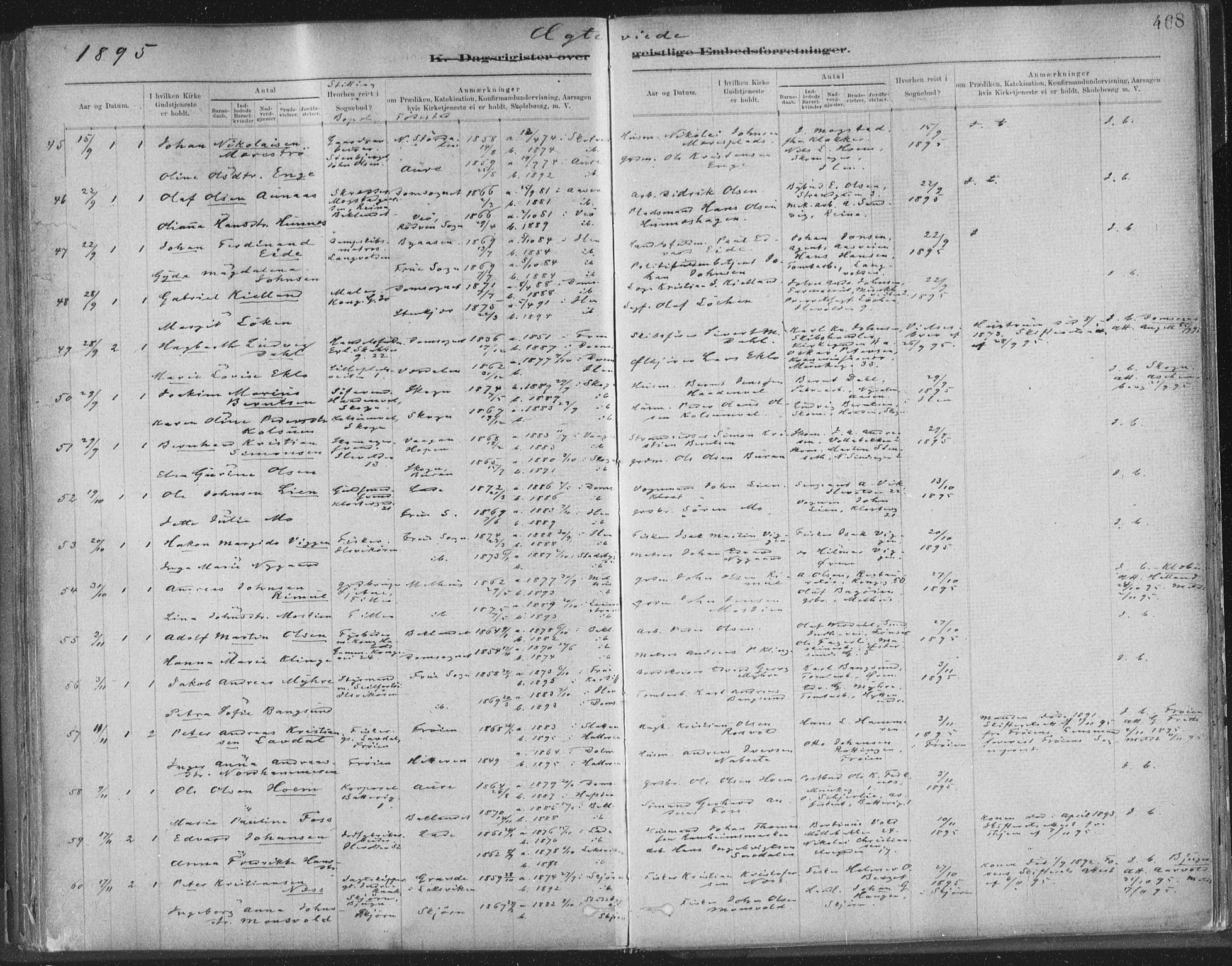 Ministerialprotokoller, klokkerbøker og fødselsregistre - Sør-Trøndelag, AV/SAT-A-1456/603/L0163: Parish register (official) no. 603A02, 1879-1895, p. 468