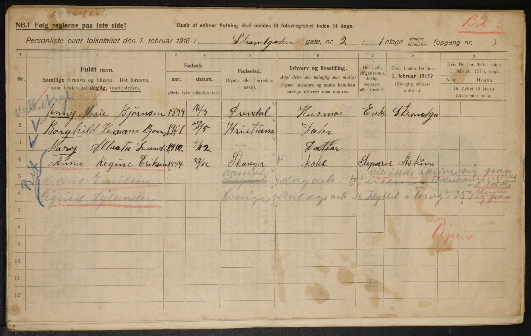 OBA, Municipal Census 1916 for Kristiania, 1916, p. 106462