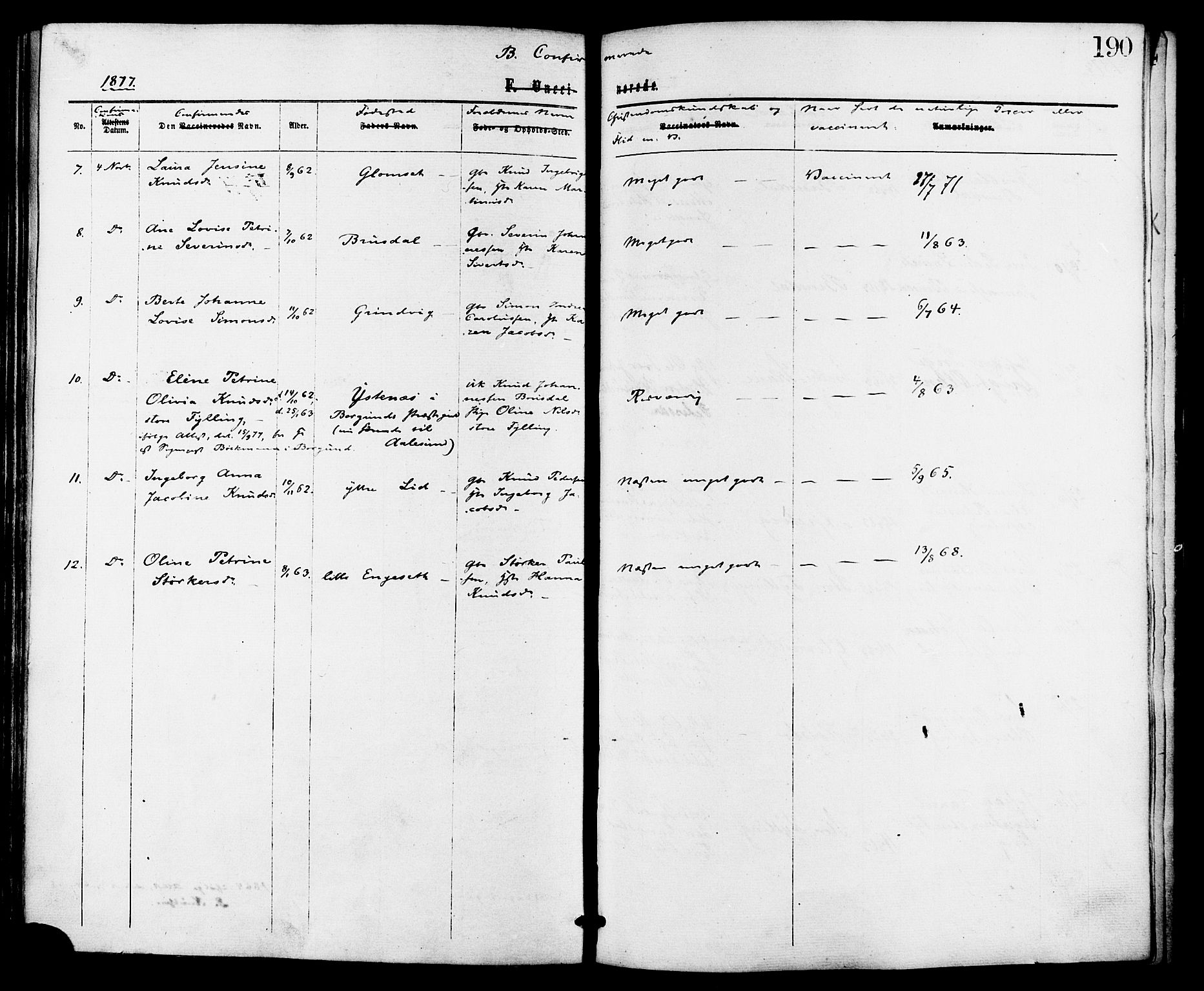 Ministerialprotokoller, klokkerbøker og fødselsregistre - Møre og Romsdal, AV/SAT-A-1454/524/L0355: Parish register (official) no. 524A07, 1864-1879, p. 190