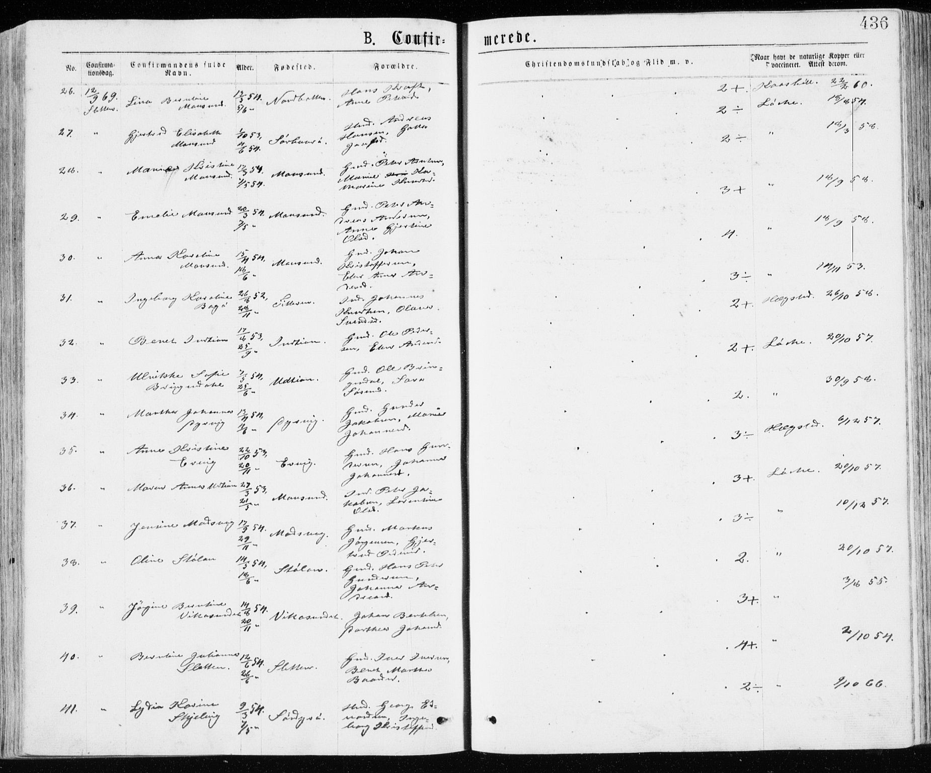 Ministerialprotokoller, klokkerbøker og fødselsregistre - Sør-Trøndelag, AV/SAT-A-1456/640/L0576: Parish register (official) no. 640A01, 1846-1876, p. 436