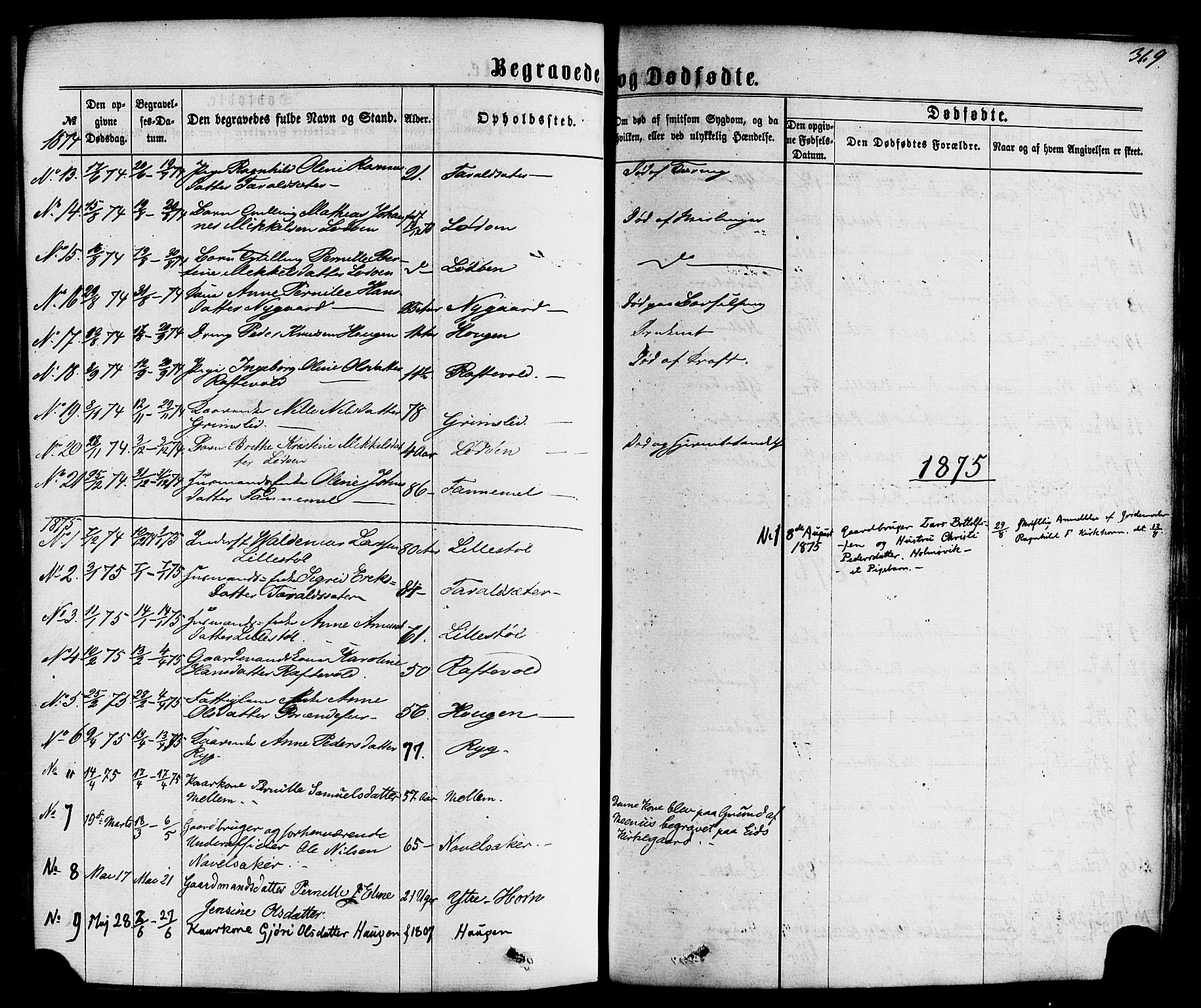 Hornindal sokneprestembete, SAB/A-82401/H/Haa/Haaa/L0002: Parish register (official) no. A 2, 1867-1884, p. 369