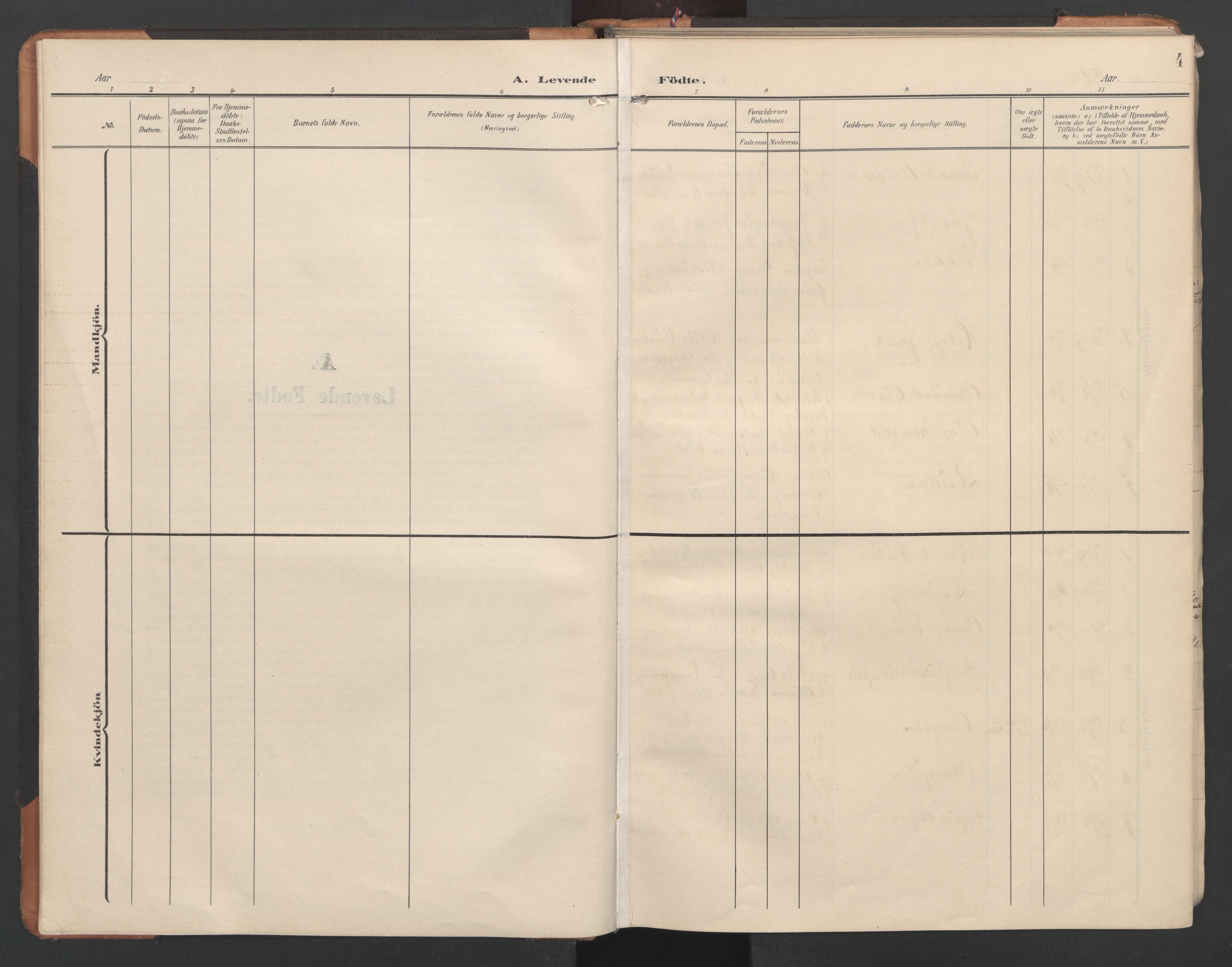 Ministerialprotokoller, klokkerbøker og fødselsregistre - Nord-Trøndelag, SAT/A-1458/746/L0455: Parish register (copy) no. 746C01, 1908-1933, p. 4
