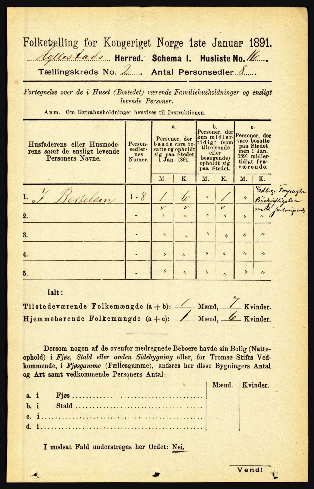 RA, 1891 census for 1413 Hyllestad, 1891, p. 136