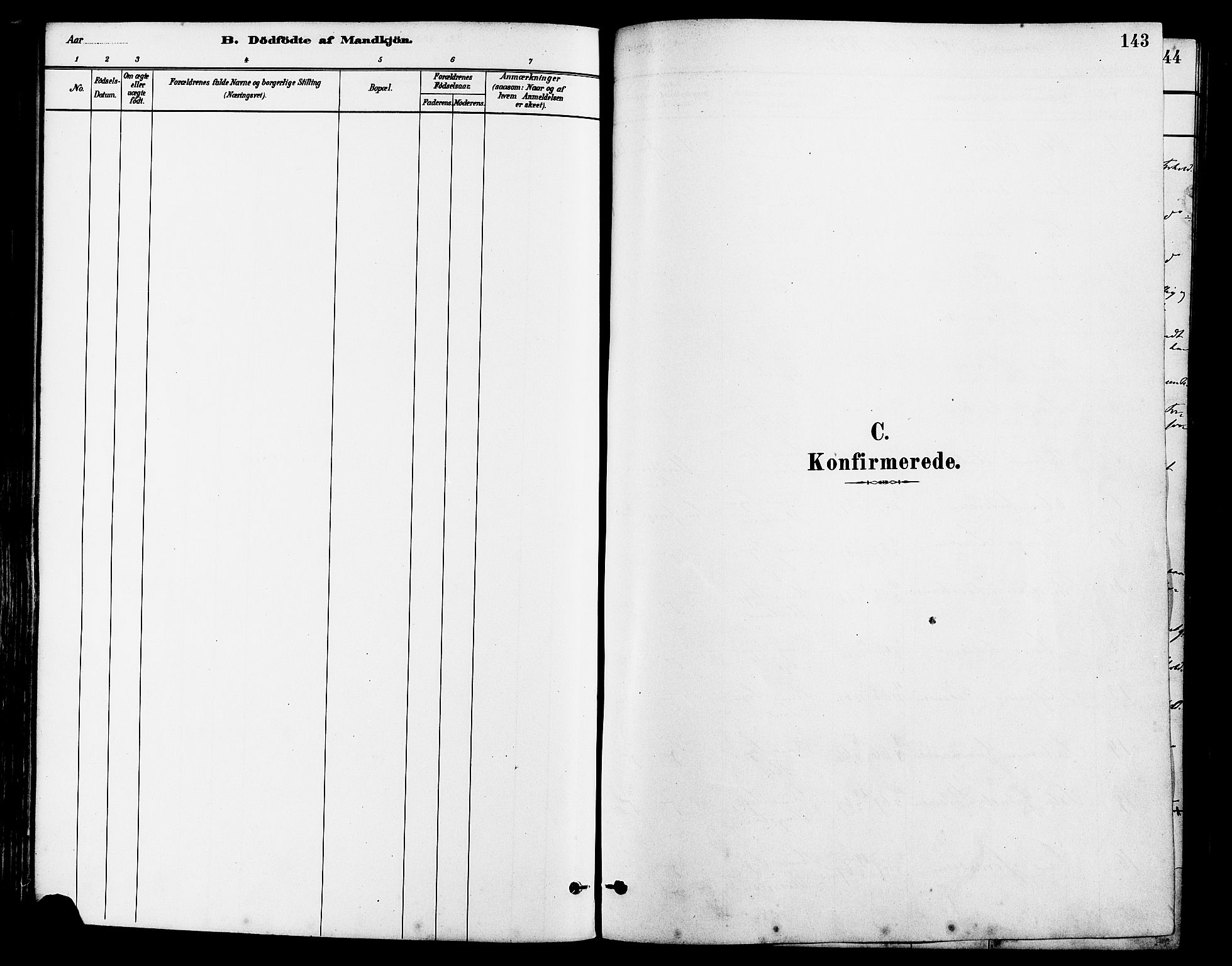 Lye sokneprestkontor, SAST/A-101794/001/30BA/L0009: Parish register (official) no. A 8, 1881-1892, p. 143