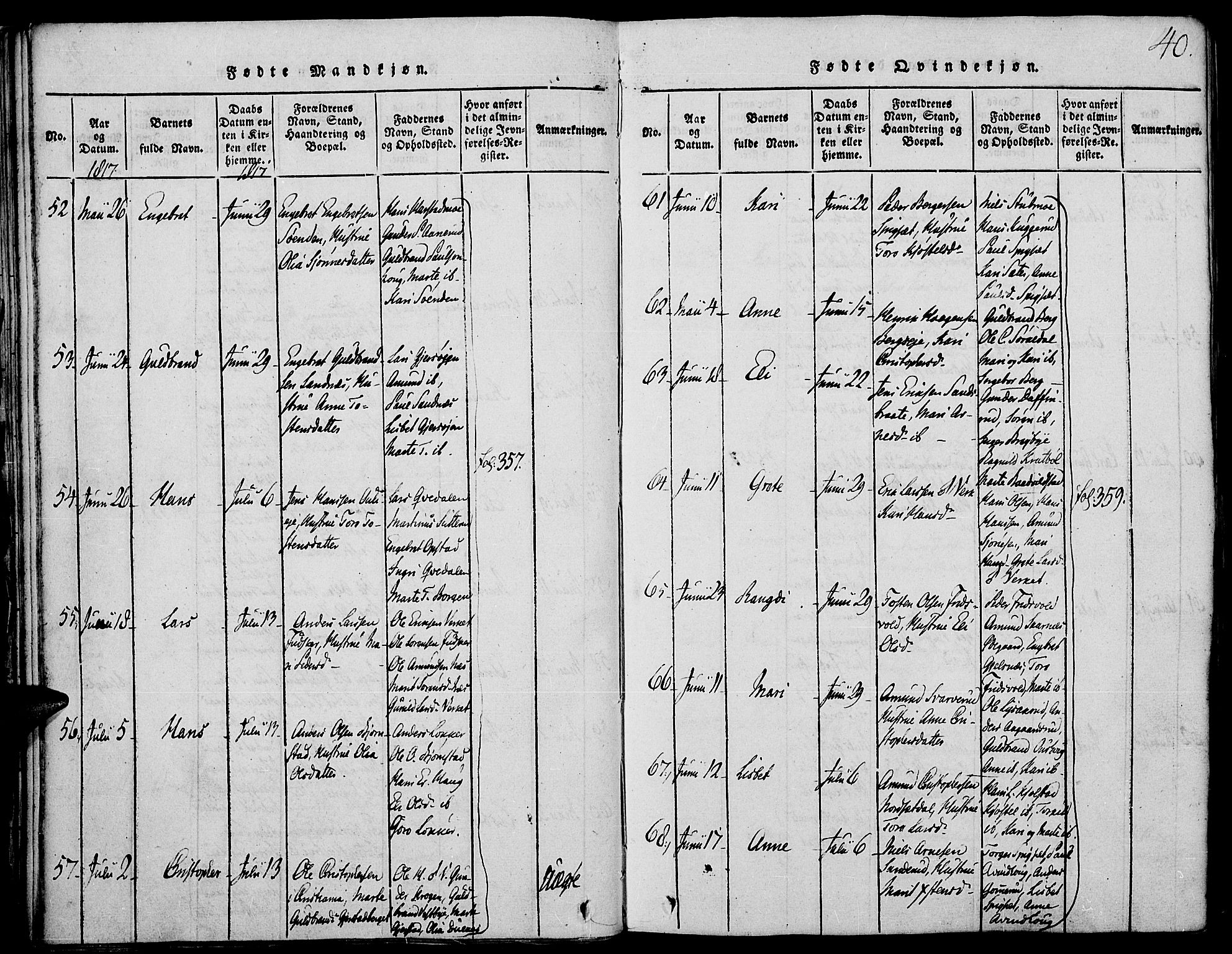 Strøm-Odalen prestekontor, AV/SAH-PREST-028/H/Ha/Haa/L0006: Parish register (official) no. 6, 1814-1850, p. 40