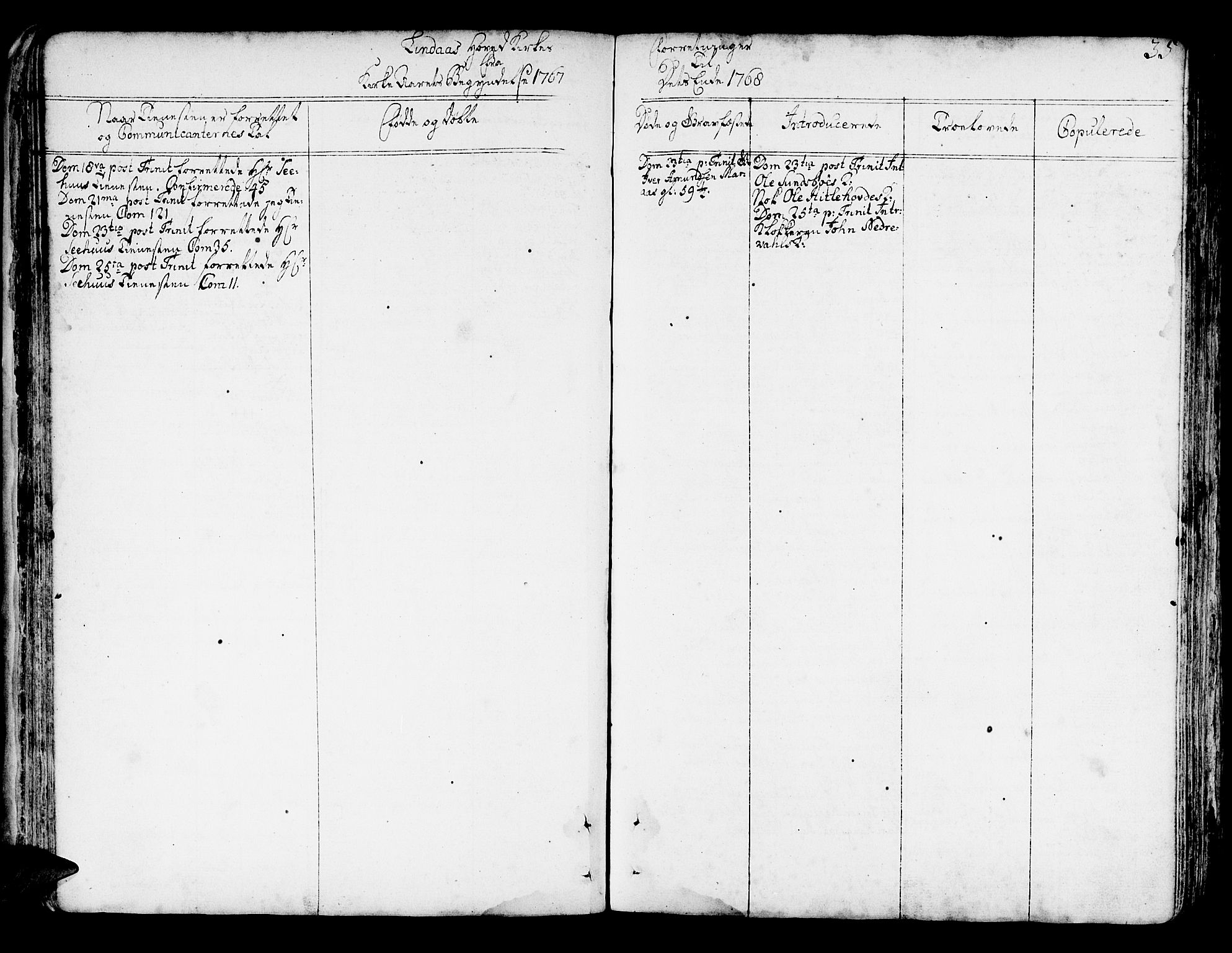 Lindås Sokneprestembete, SAB/A-76701/H/Haa: Parish register (official) no. A 4, 1764-1791, p. 35