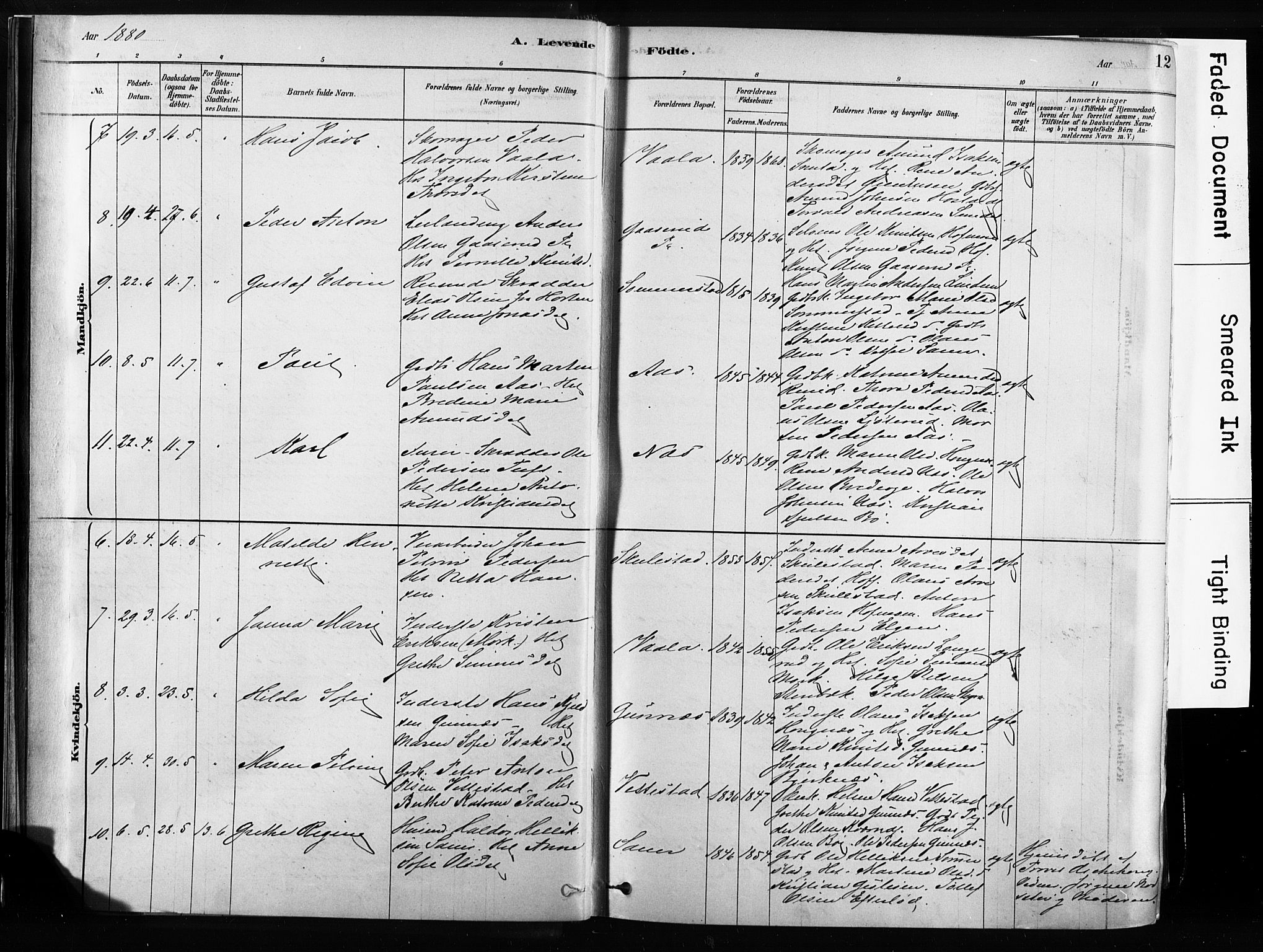 Sandsvær kirkebøker, SAKO/A-244/F/Fb/L0001: Parish register (official) no. II 1, 1878-1906, p. 12