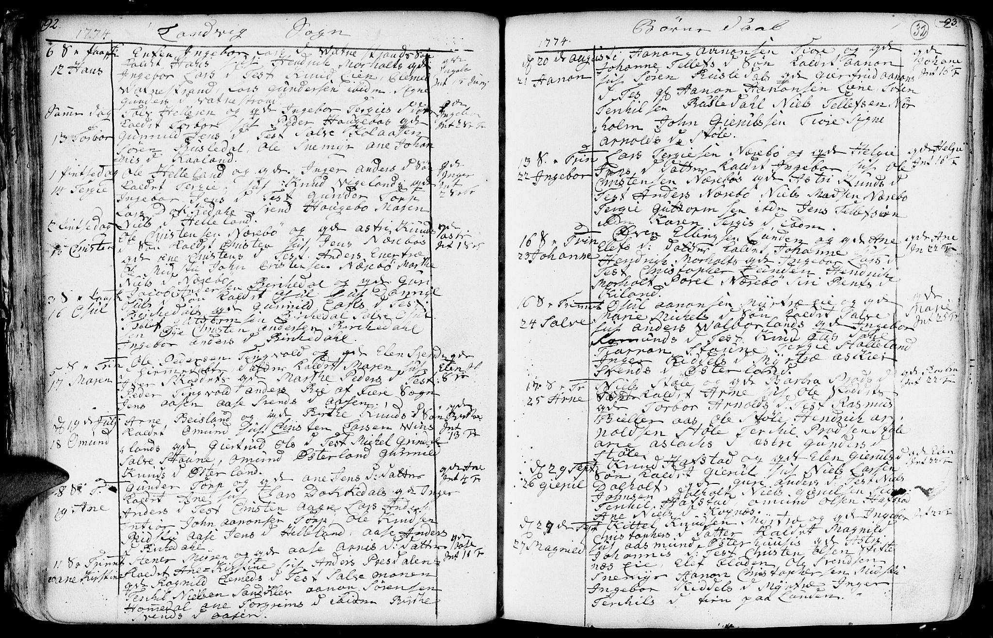 Hommedal sokneprestkontor, AV/SAK-1111-0023/F/Fa/Fab/L0002: Parish register (official) no. A 2 /1, 1741-1848, p. 32