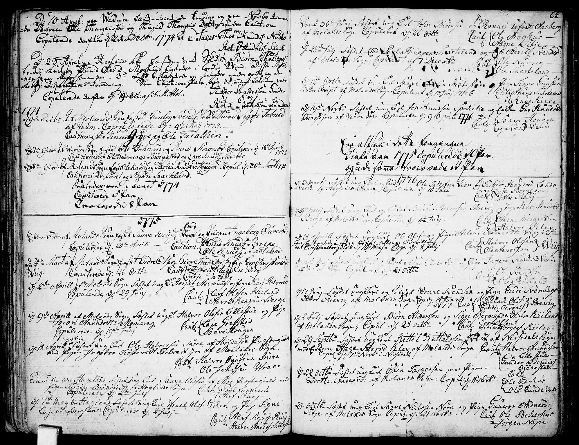 Fyresdal kirkebøker, SAKO/A-263/F/Fa/L0002: Parish register (official) no. I 2, 1769-1814, p. 64
