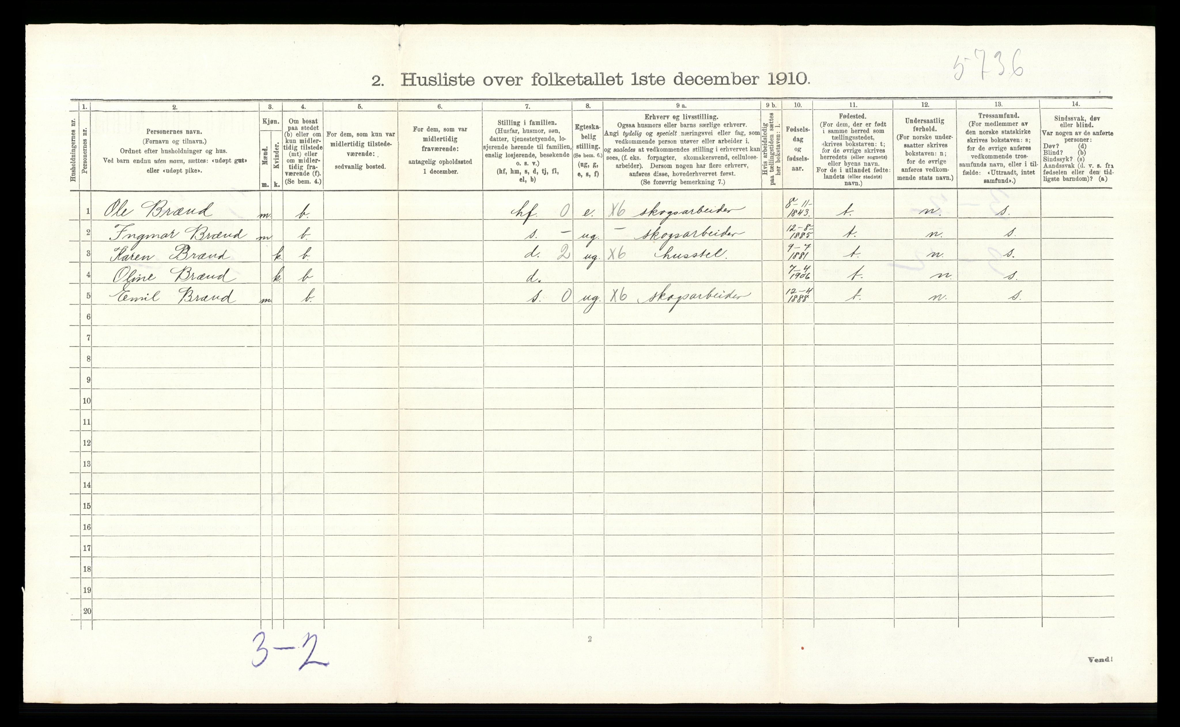 RA, 1910 census for Øvre Rendal, 1910, p. 379