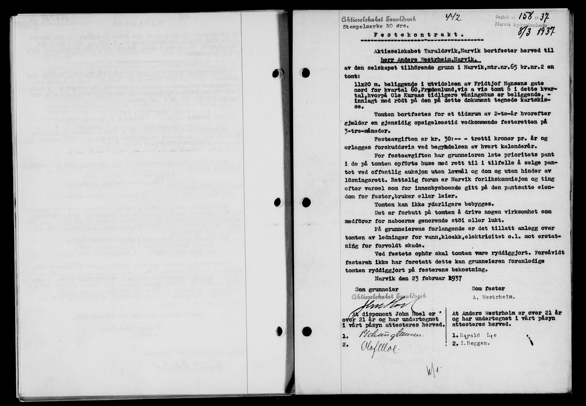 Narvik sorenskriveri, SAT/A-0002/1/2/2C/2Ca/L0011: Mortgage book no. 14, 1935-1937, Deed date: 08.03.1937