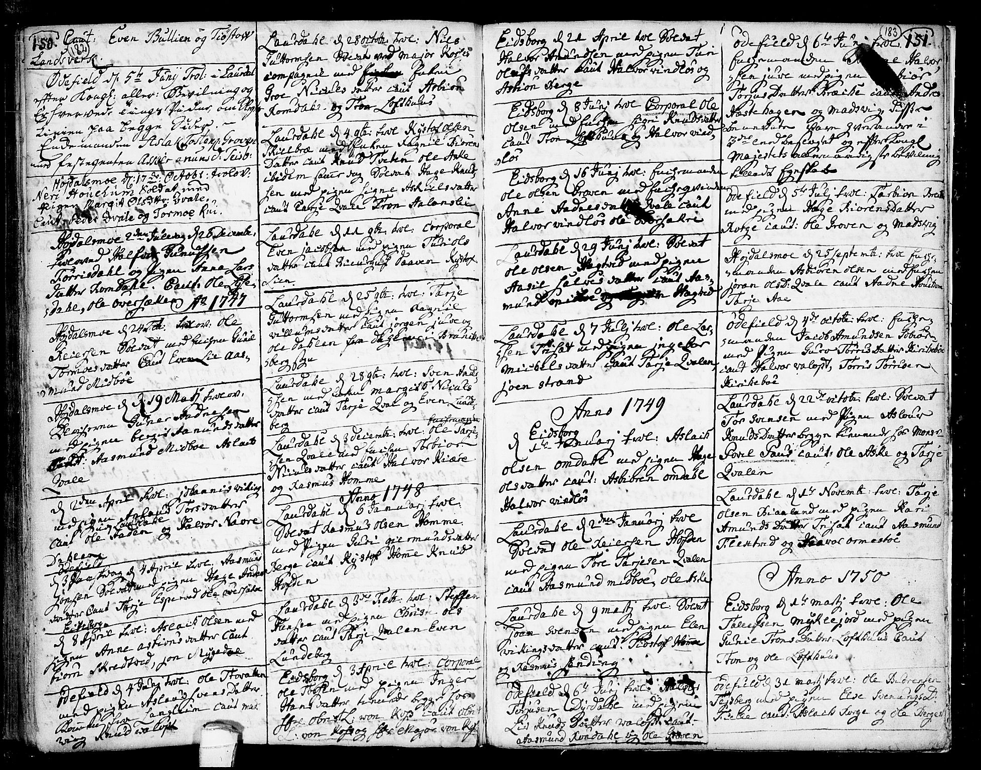 Lårdal kirkebøker, SAKO/A-284/F/Fa/L0002: Parish register (official) no. I 2, 1734-1754, p. 182-183
