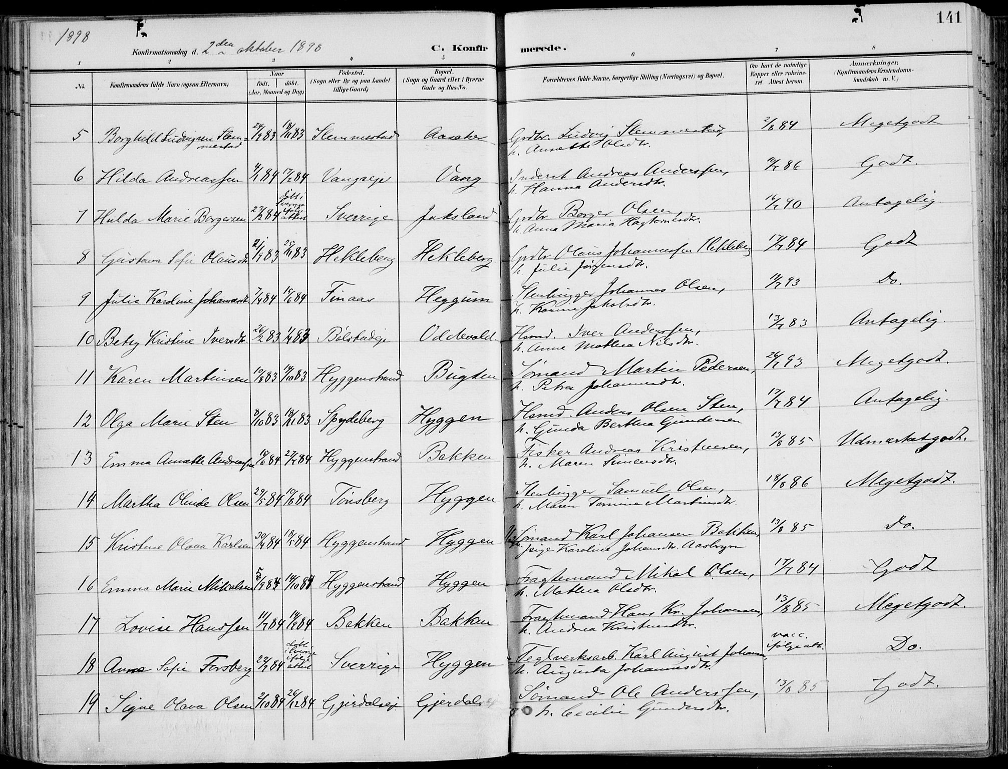 Røyken kirkebøker, AV/SAKO-A-241/F/Fa/L0009: Parish register (official) no. 9, 1898-1911, p. 141