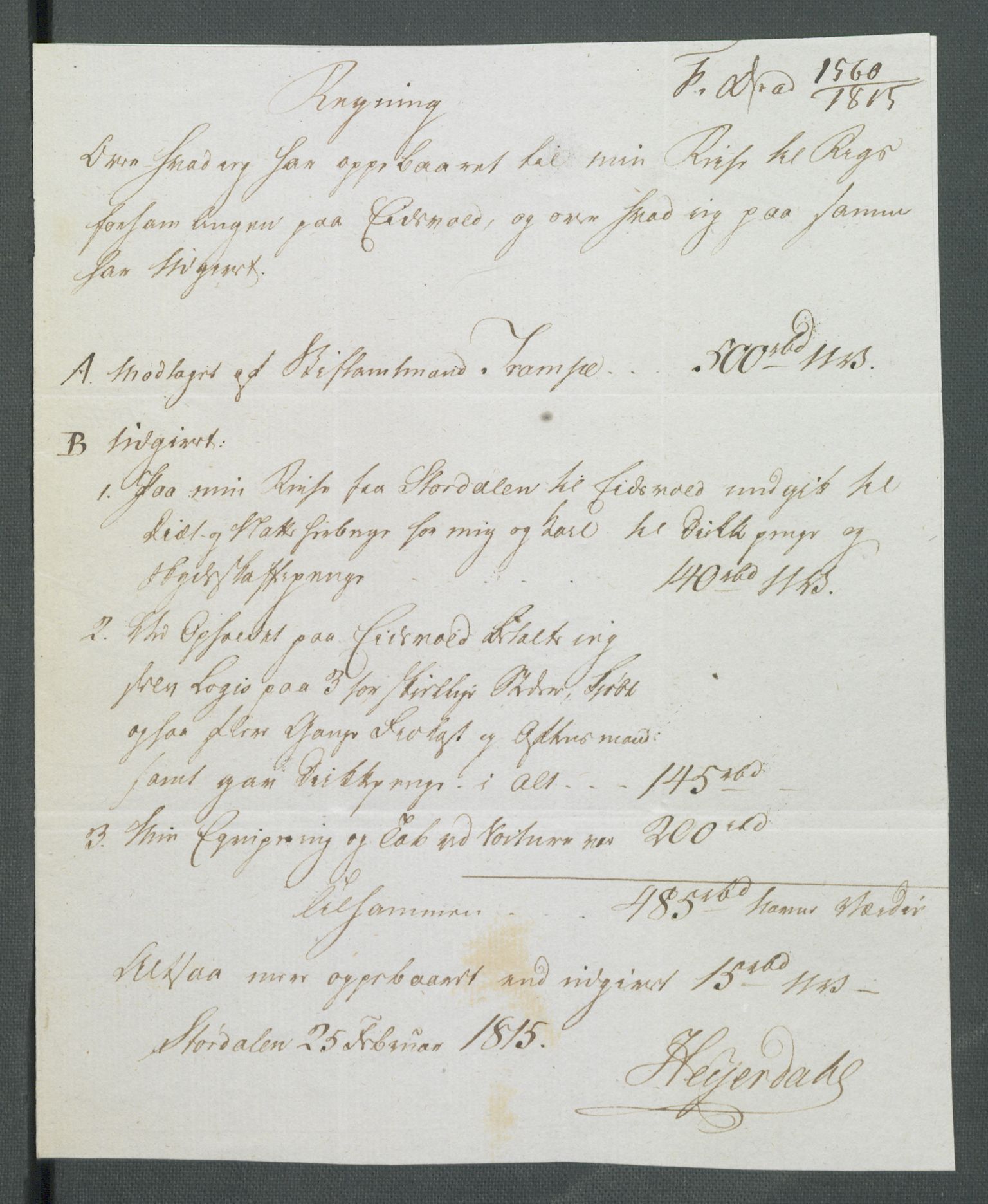 5. departement for finans-, handels- og tollfaget, AV/RA-S-3893/C/Cb/L0014: Regninger fra Riksforsamlingens deputerede, 1814, p. 303