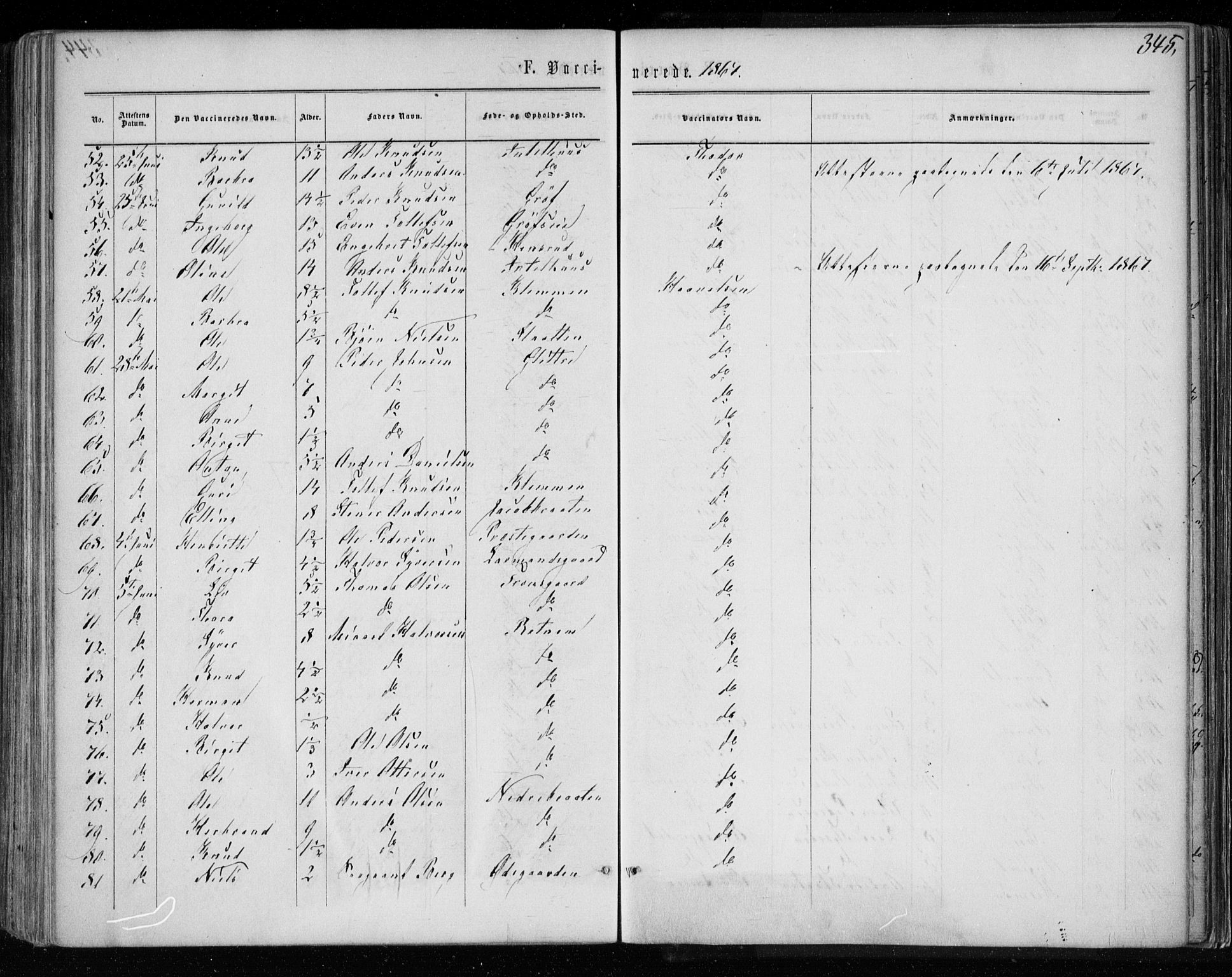 Gol kirkebøker, AV/SAKO-A-226/F/Fa/L0003: Parish register (official) no. I 3, 1863-1875, p. 345