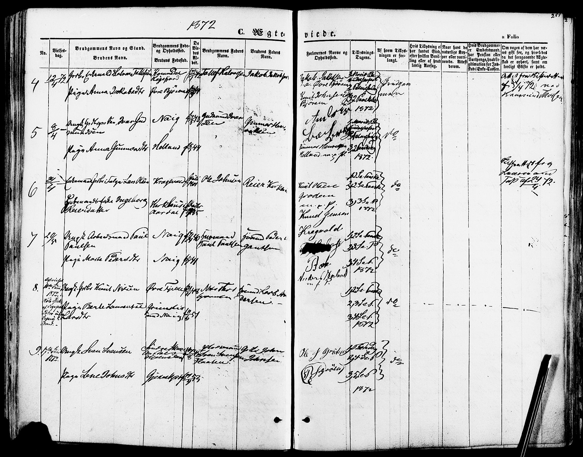 Strand sokneprestkontor, SAST/A-101828/H/Ha/Haa/L0007: Parish register (official) no. A 7, 1855-1881, p. 251