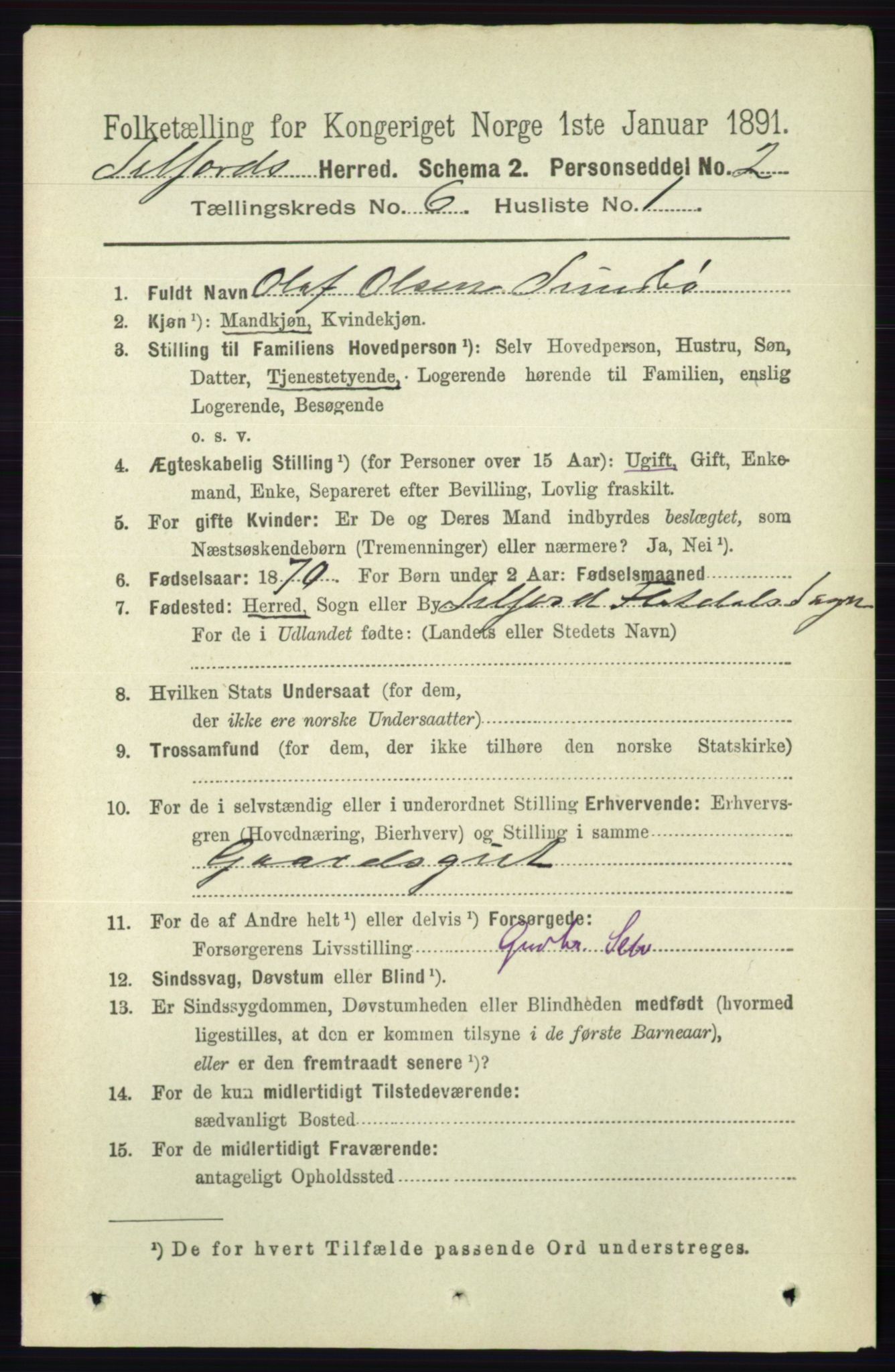 RA, 1891 census for 0828 Seljord, 1891, p. 2209