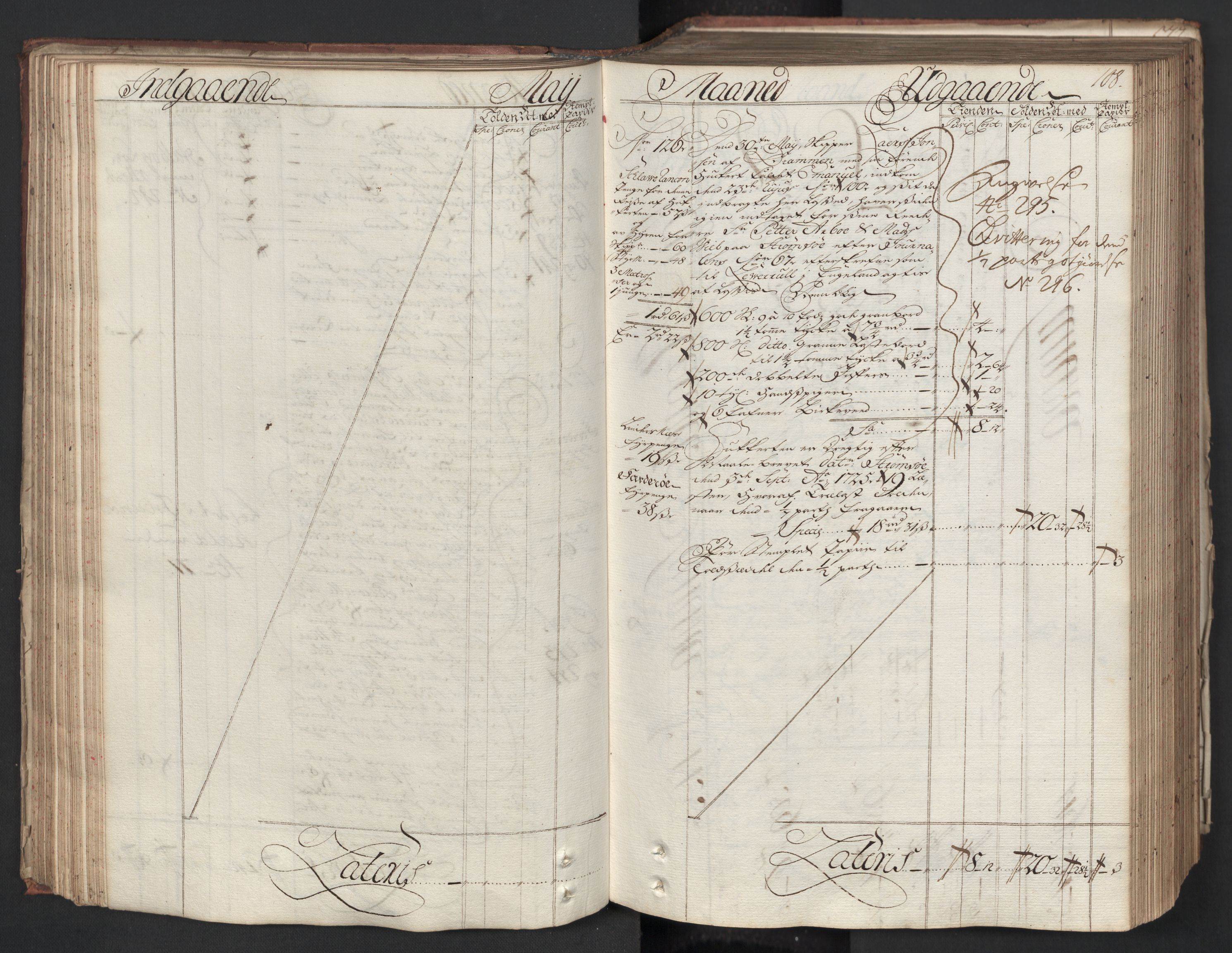 Generaltollkammeret, tollregnskaper, RA/EA-5490/R08/L0012/0001: Tollregnskaper Drammen / Hovedtollbok, 1733, p. 107b-108a