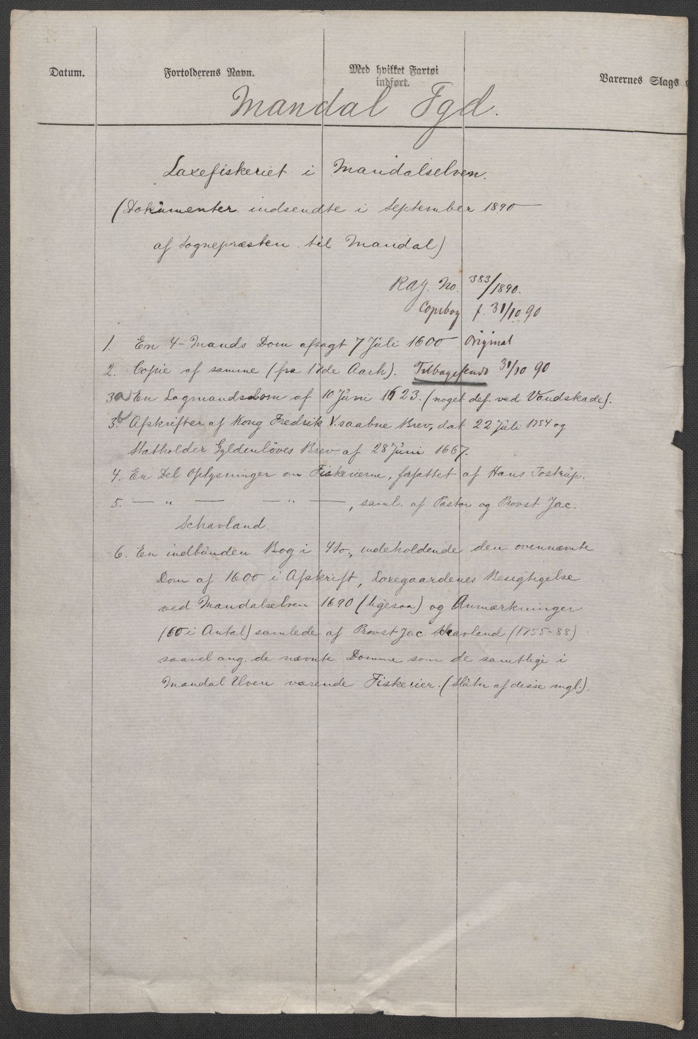 Riksarkivets diplomsamling, AV/RA-EA-5965/F15/L0036: Prestearkiv - Vest-Agder, 1600-1774, p. 37