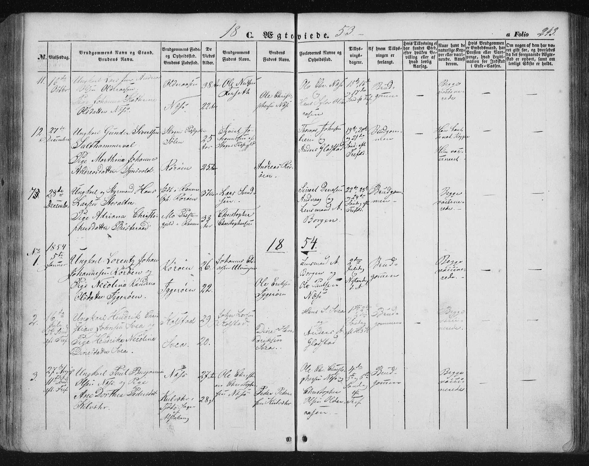 Ministerialprotokoller, klokkerbøker og fødselsregistre - Nordland, AV/SAT-A-1459/816/L0240: Parish register (official) no. 816A06, 1846-1870, p. 243