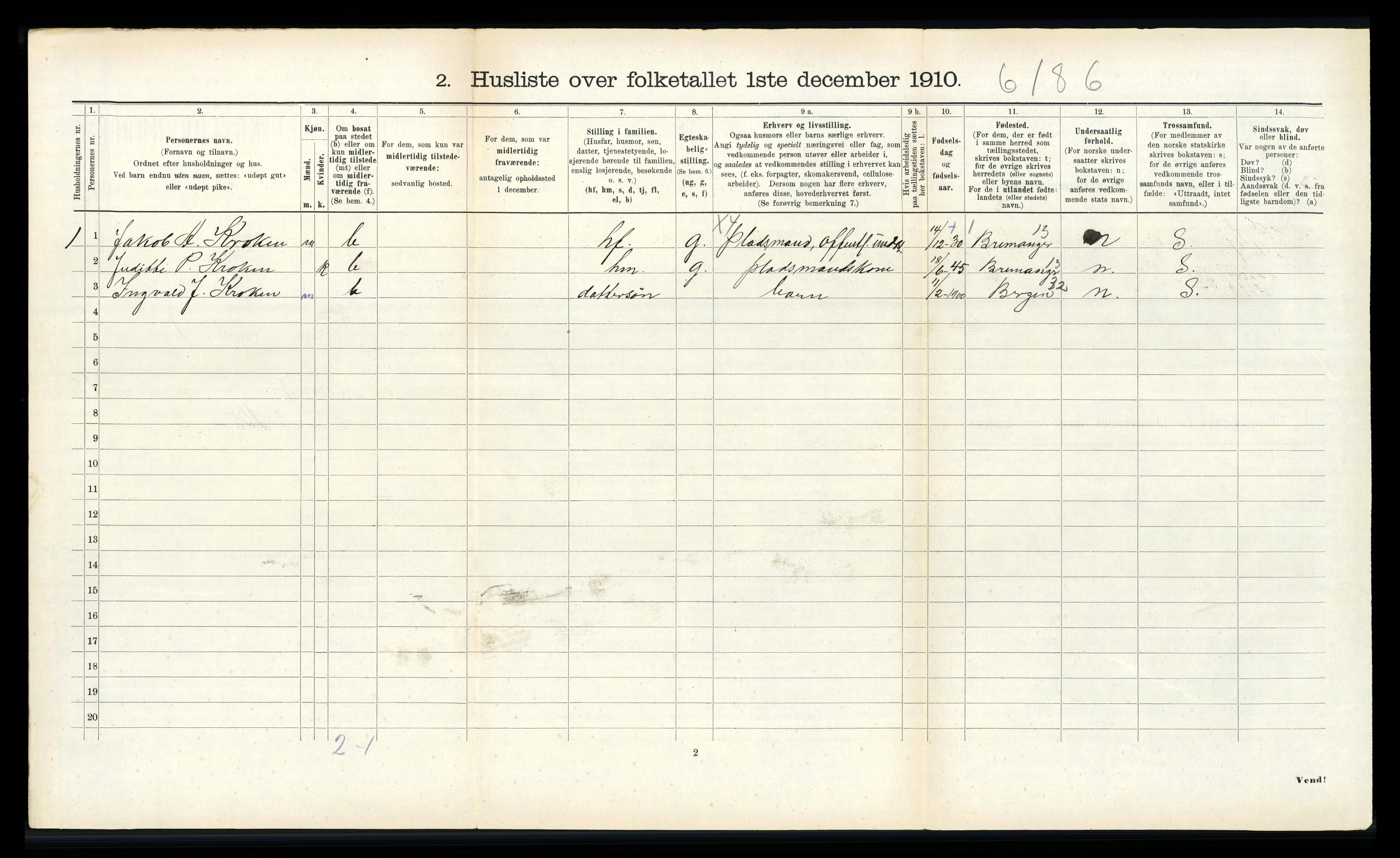 RA, 1910 census for Davik, 1910, p. 975