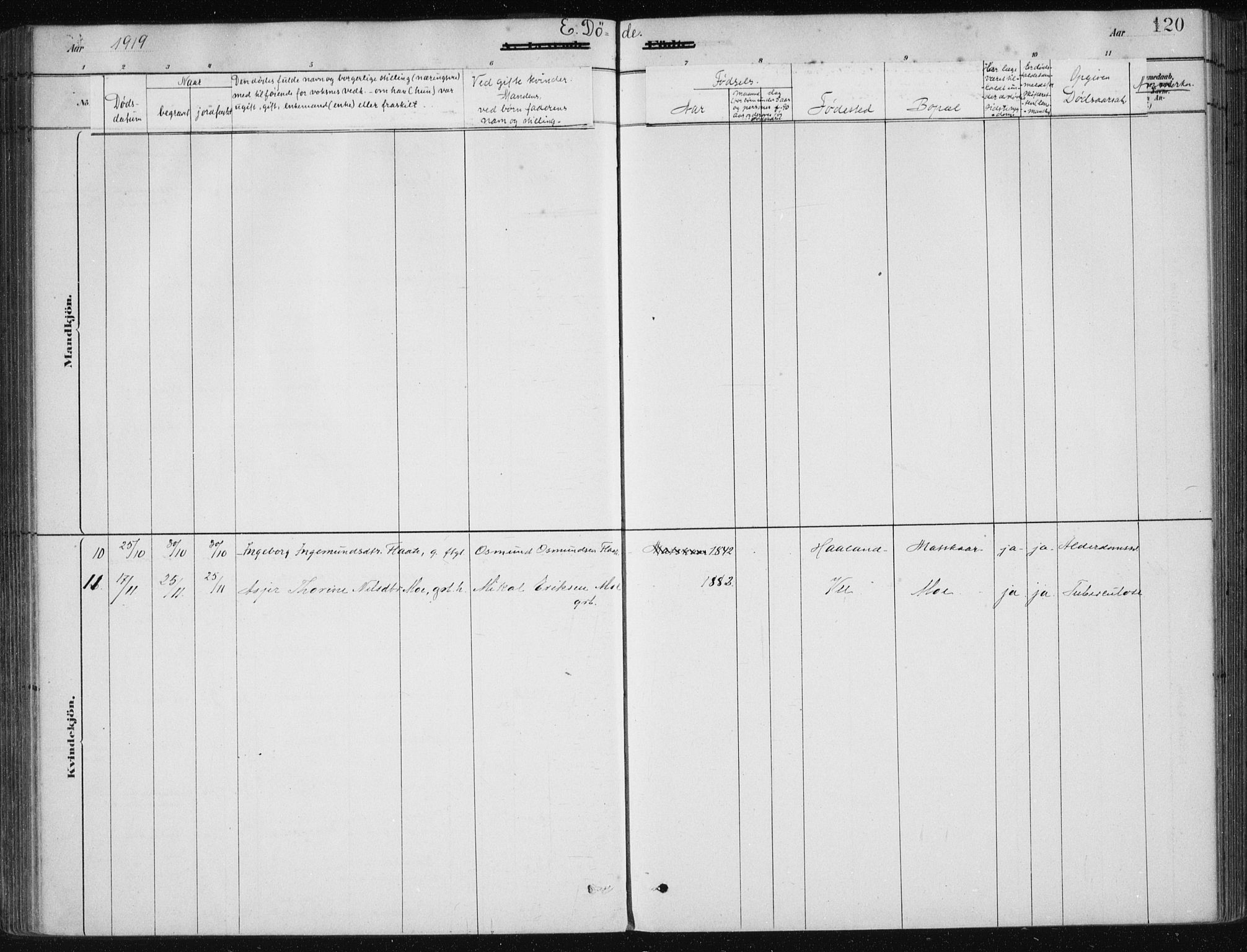 Etne sokneprestembete, AV/SAB-A-75001/H/Haa: Parish register (official) no. C  1, 1879-1919, p. 120