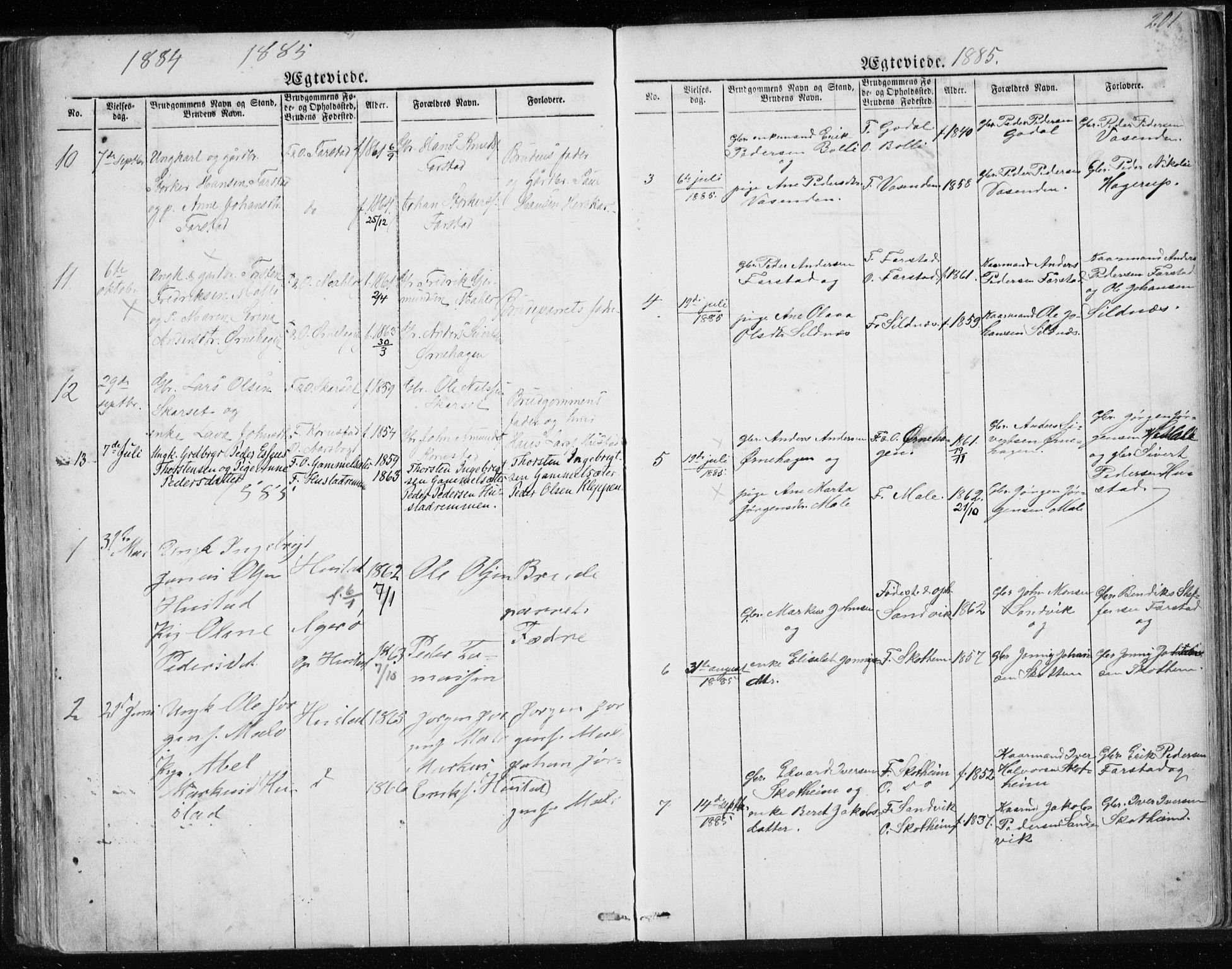 Ministerialprotokoller, klokkerbøker og fødselsregistre - Møre og Romsdal, AV/SAT-A-1454/567/L0782: Parish register (copy) no. 567C02, 1867-1886, p. 201