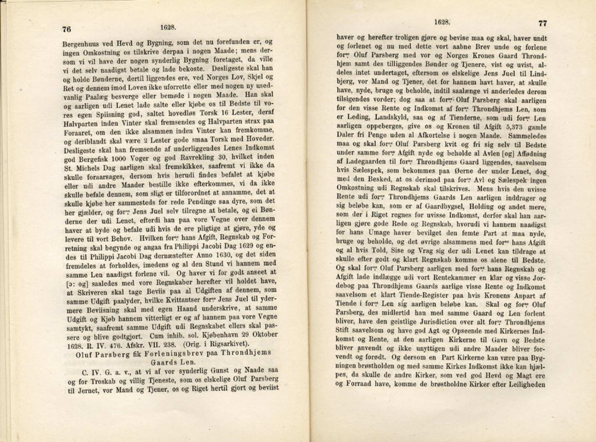 Publikasjoner utgitt av Det Norske Historiske Kildeskriftfond, PUBL/-/-/-: Norske Rigs-Registranter, bind 6, 1628-1634, p. 76-77