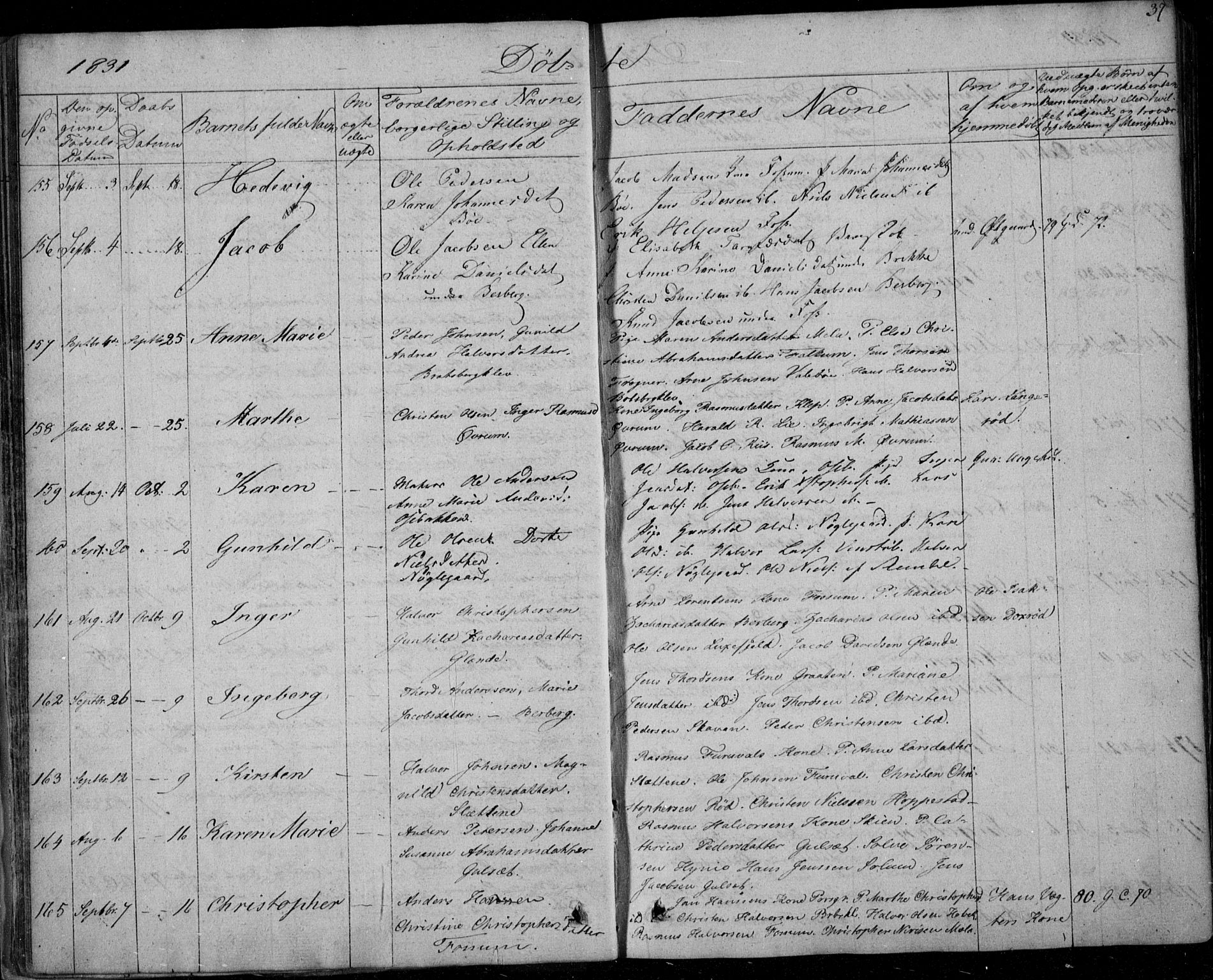 Gjerpen kirkebøker, SAKO/A-265/F/Fa/L0006: Parish register (official) no. I 6, 1829-1834, p. 37