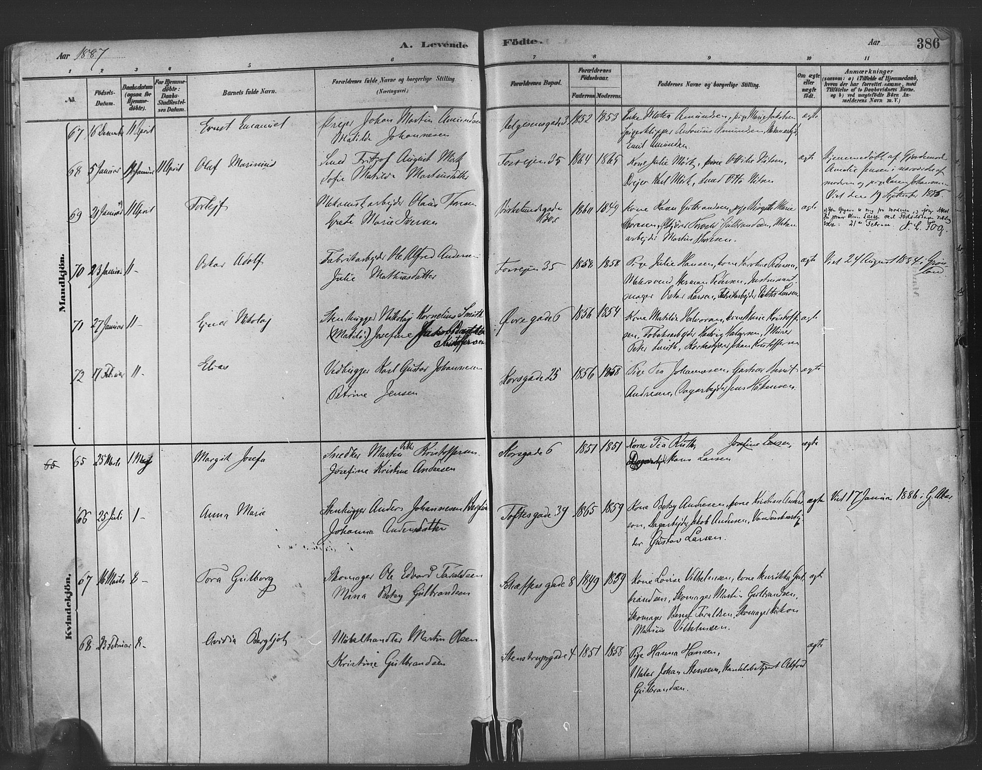 Paulus prestekontor Kirkebøker, AV/SAO-A-10871/F/Fa/L0003: Parish register (official) no. 3, 1879-1887, p. 386