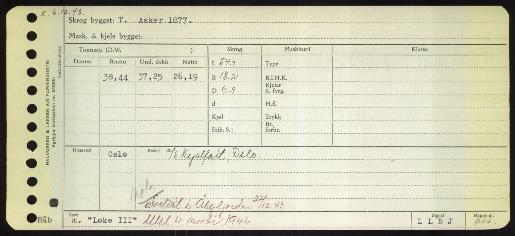 Sjøfartsdirektoratet med forløpere, Skipsmålingen, RA/S-1627/H/Hd/L0023: Fartøy, Lia-Løv, p. 299