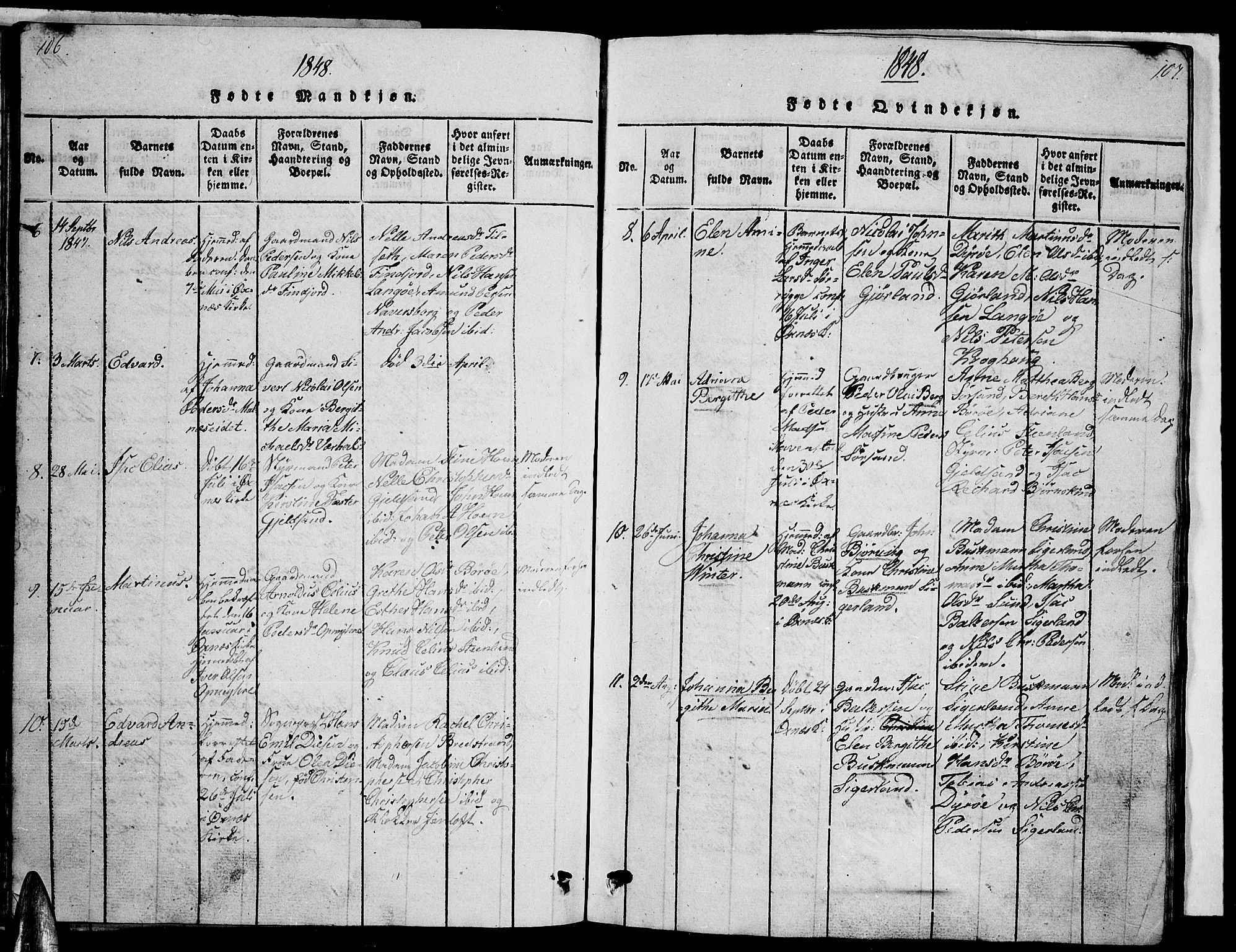 Ministerialprotokoller, klokkerbøker og fødselsregistre - Nordland, AV/SAT-A-1459/893/L1346: Parish register (copy) no. 893C01, 1820-1858, p. 106-107