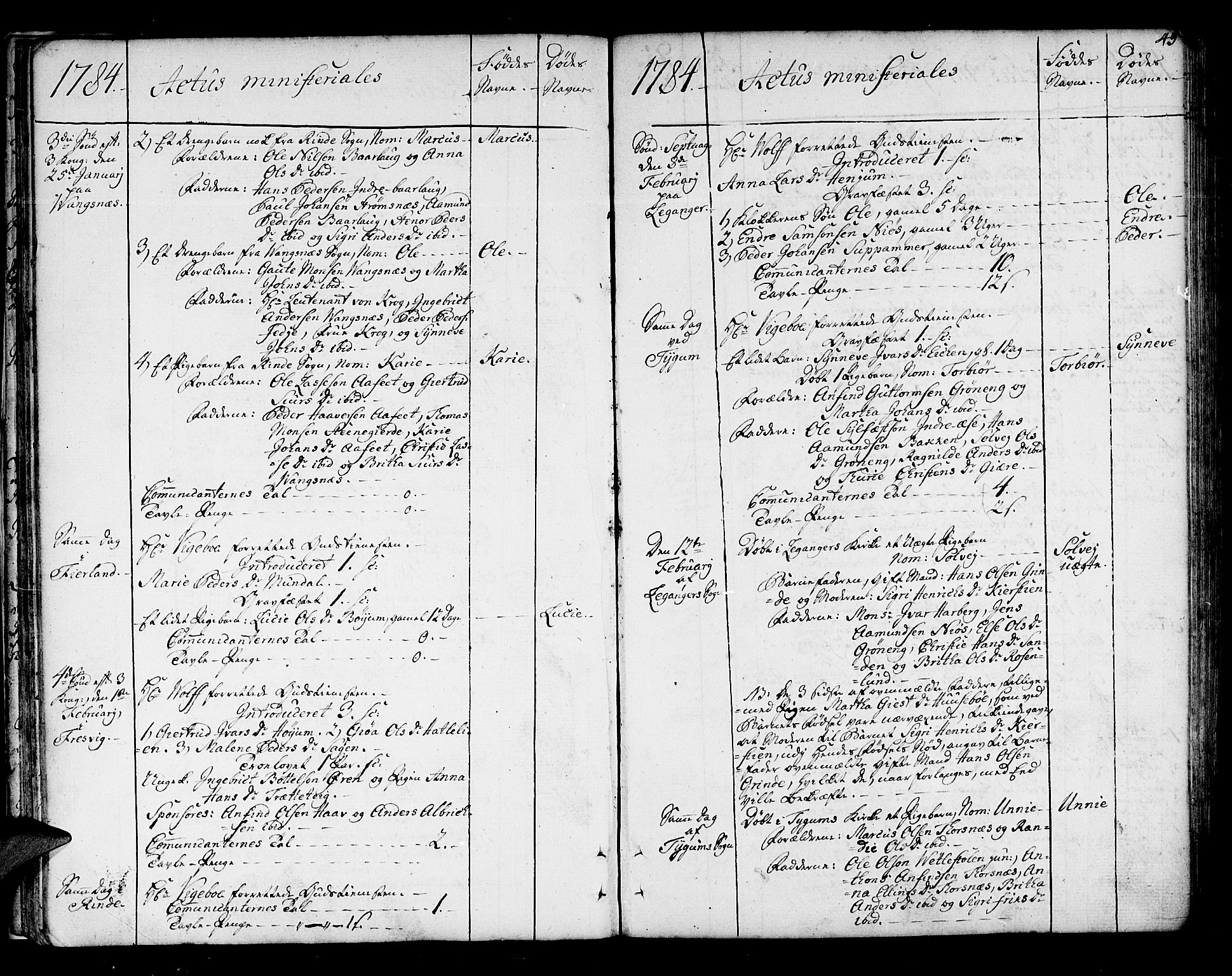 Leikanger sokneprestembete, AV/SAB-A-81001/H/Haa/Haaa/L0004: Parish register (official) no. A 4, 1770-1791, p. 43