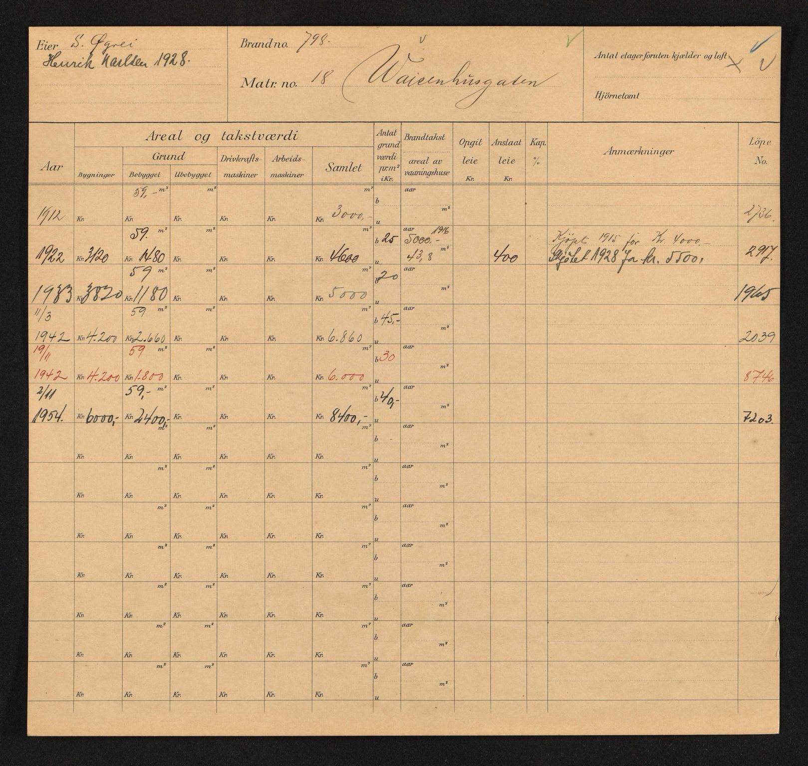 Stavanger kommune. Skattetakstvesenet, BYST/A-0440/F/Fa/Faa/L0044/0004: Skattetakstkort / Vaisenhusgata 3 - 60