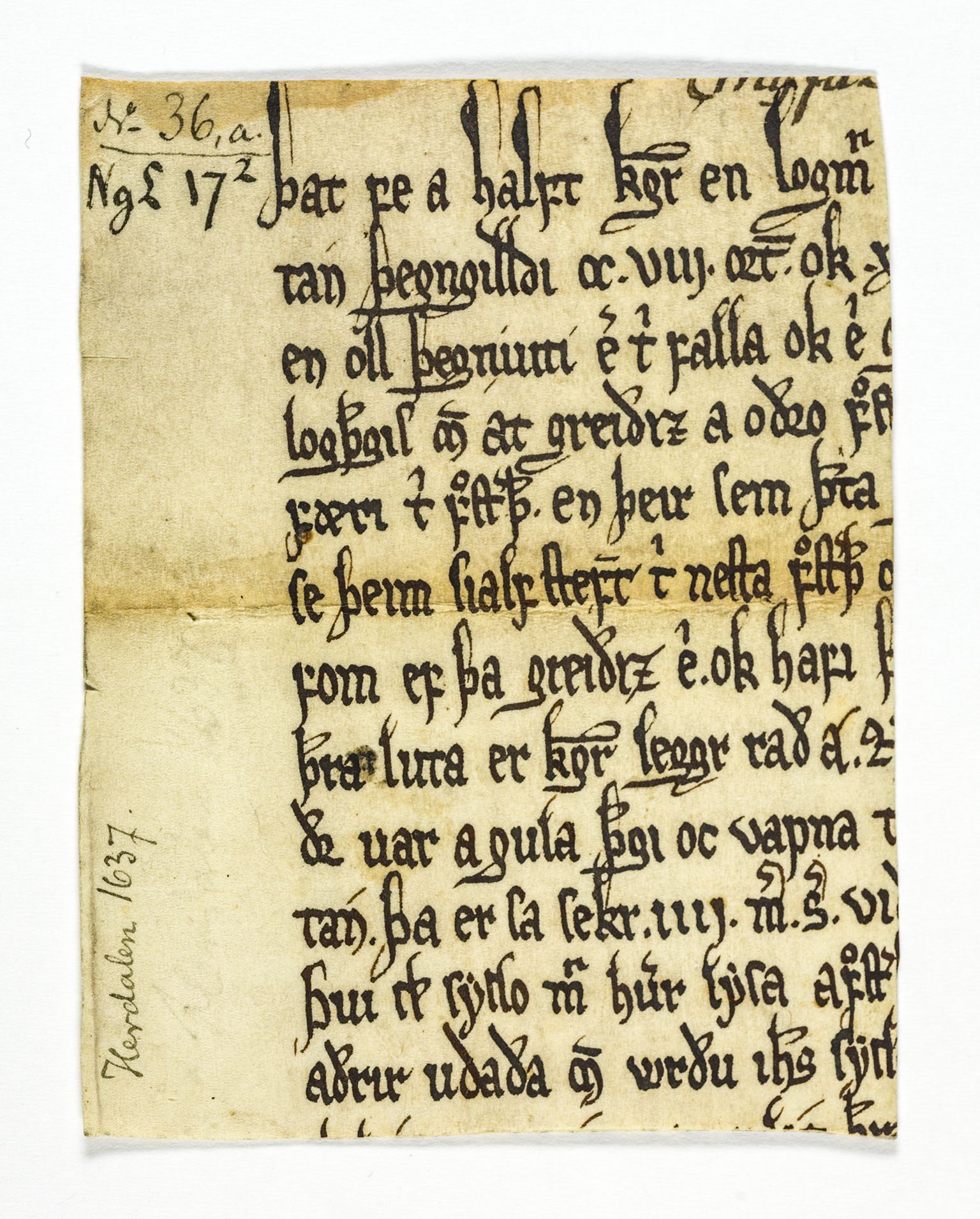 Riksarkivets diplomsamling, AV/RA-EA-5965/F26/L0004: Norrøne membranfragmenter bestand 31-50, 1100-1536, p. 89