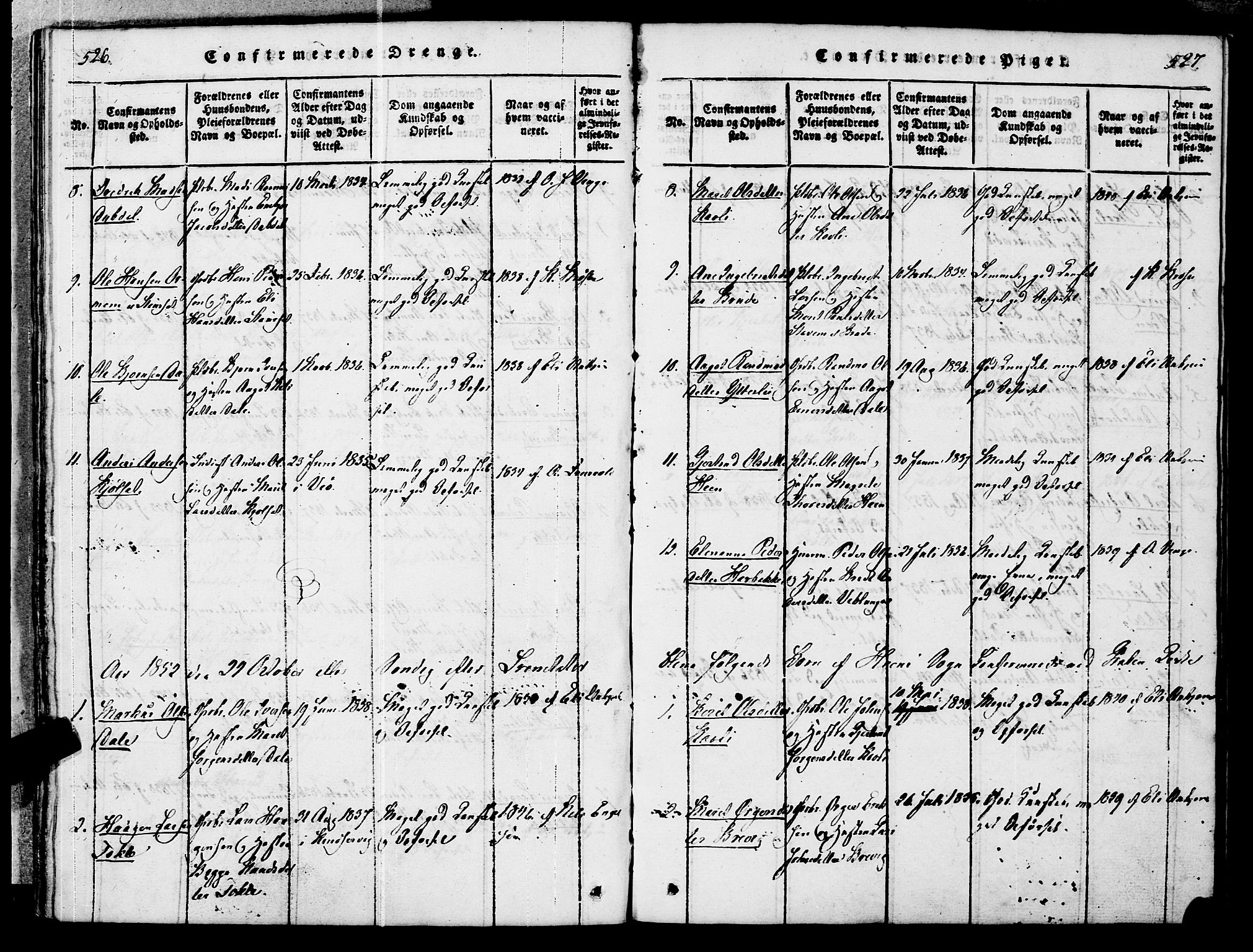 Ministerialprotokoller, klokkerbøker og fødselsregistre - Møre og Romsdal, SAT/A-1454/545/L0585: Parish register (official) no. 545A01, 1818-1853, p. 526-527