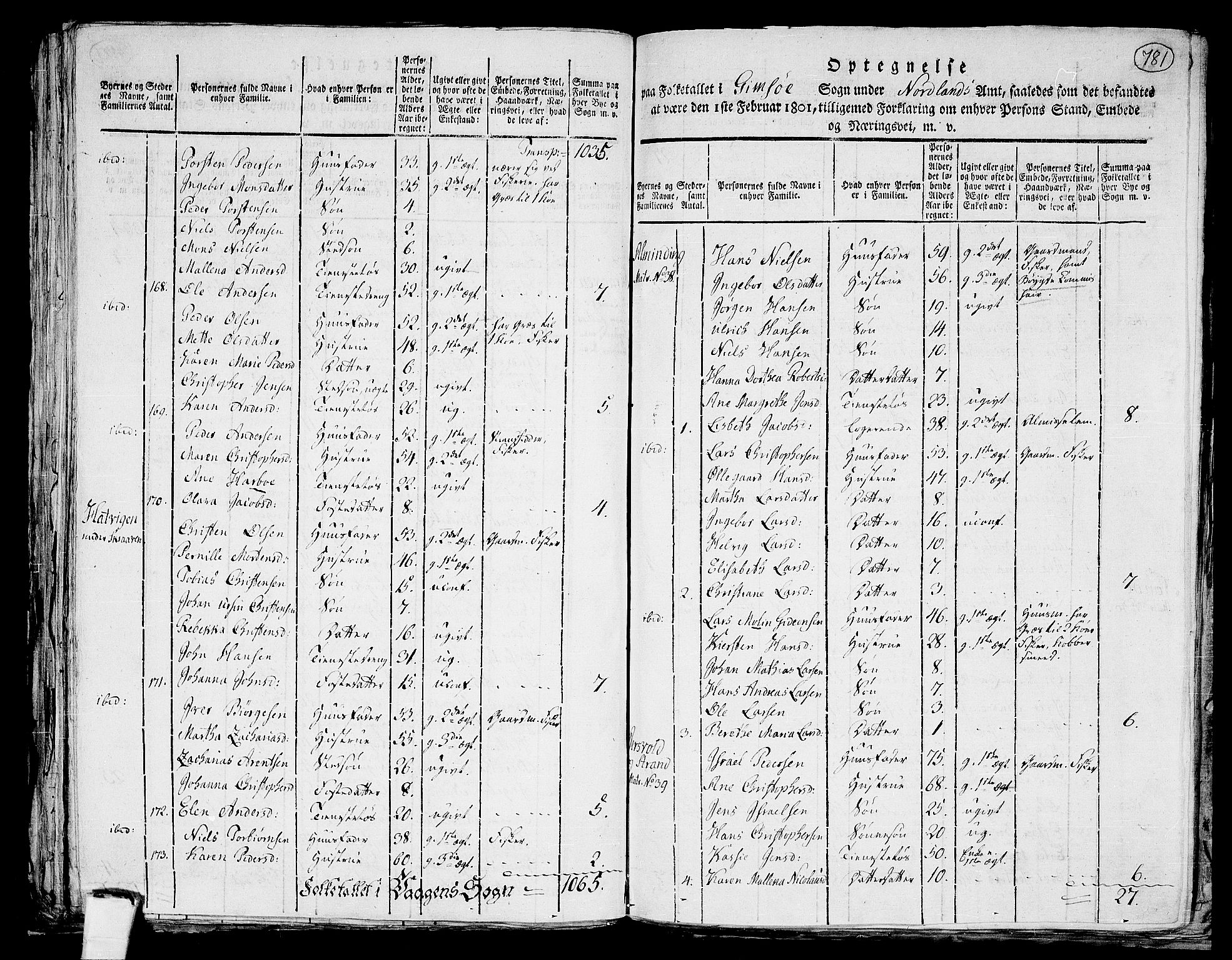 RA, 1801 census for 1865P Vågan, 1801, p. 780b-781a