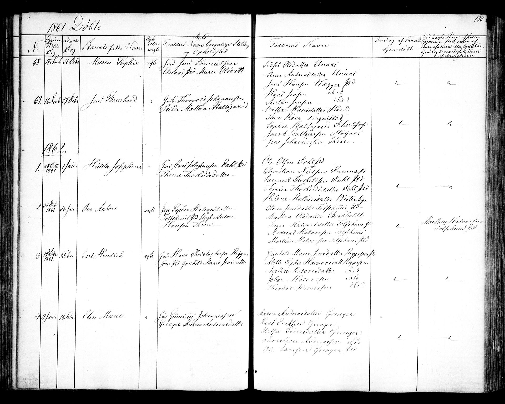 Hobøl prestekontor Kirkebøker, AV/SAO-A-2002/F/Fa/L0003: Parish register (official) no. I 3, 1842-1864, p. 180