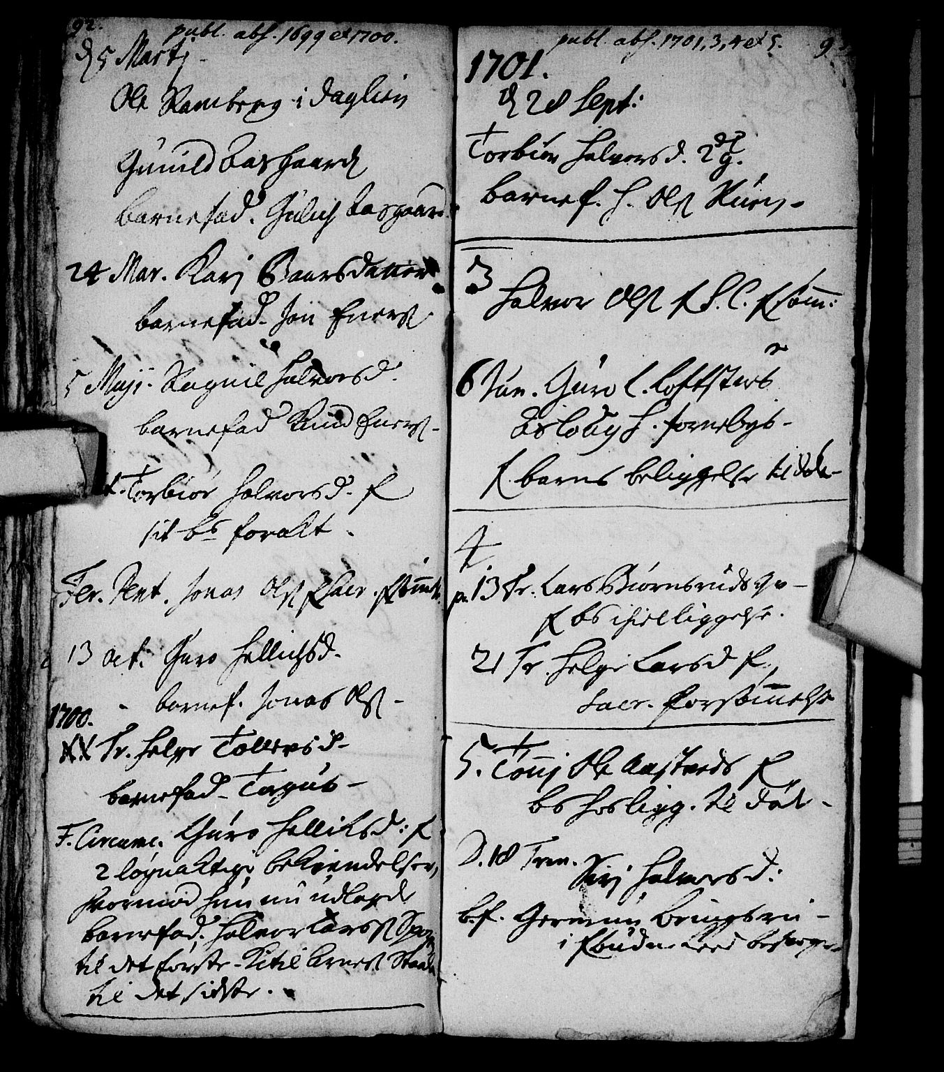 Nore kirkebøker, SAKO/A-238/F/Fc/L0001: Parish register (official) no. III 1, 1696-1714, p. 92-93