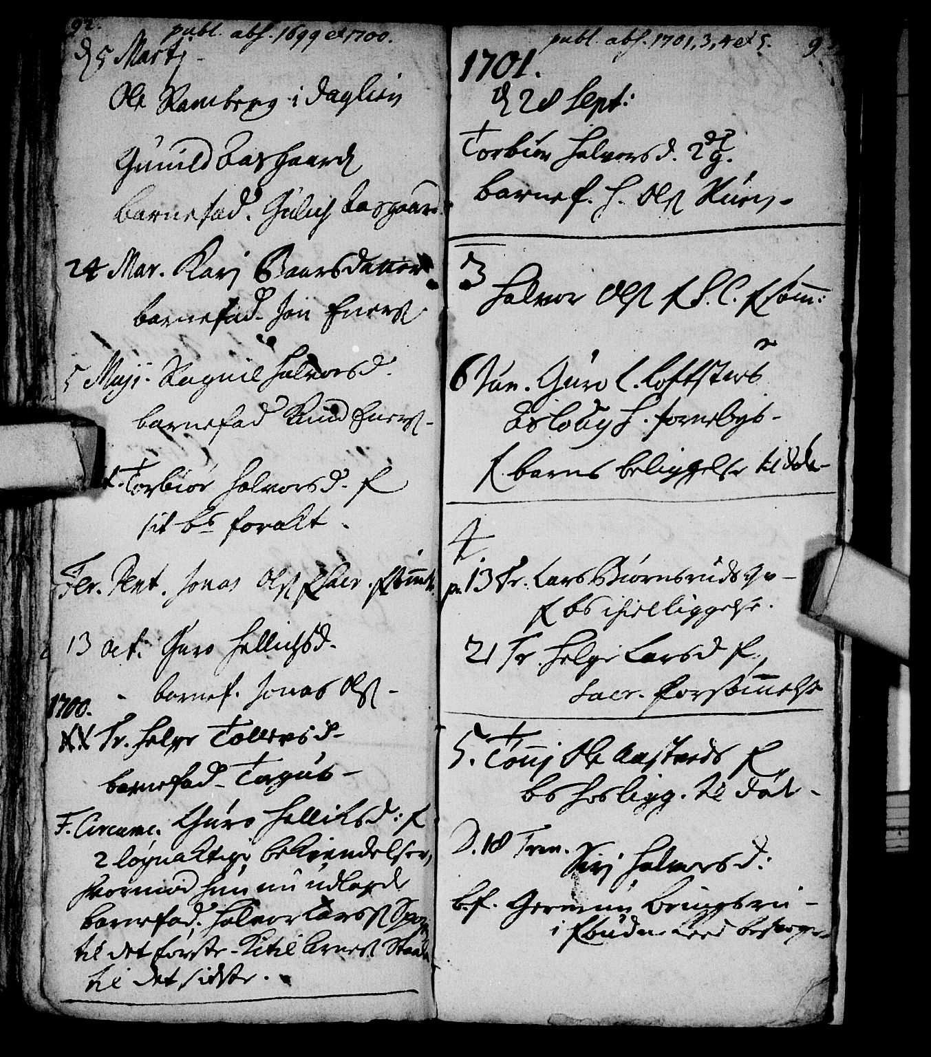 Nore kirkebøker, AV/SAKO-A-238/F/Fc/L0001: Parish register (official) no. III 1, 1696-1714, p. 92-93