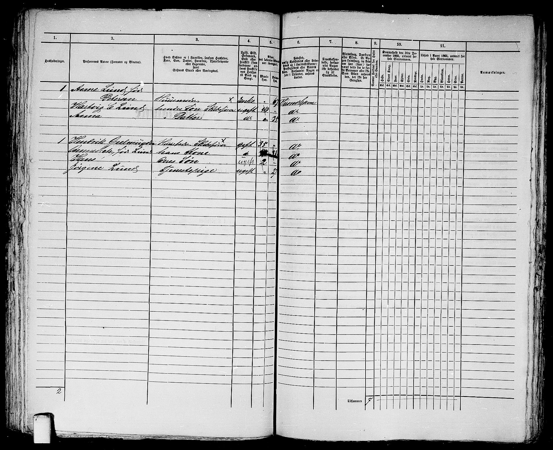 RA, 1865 census for Trondheim, 1865, p. 704