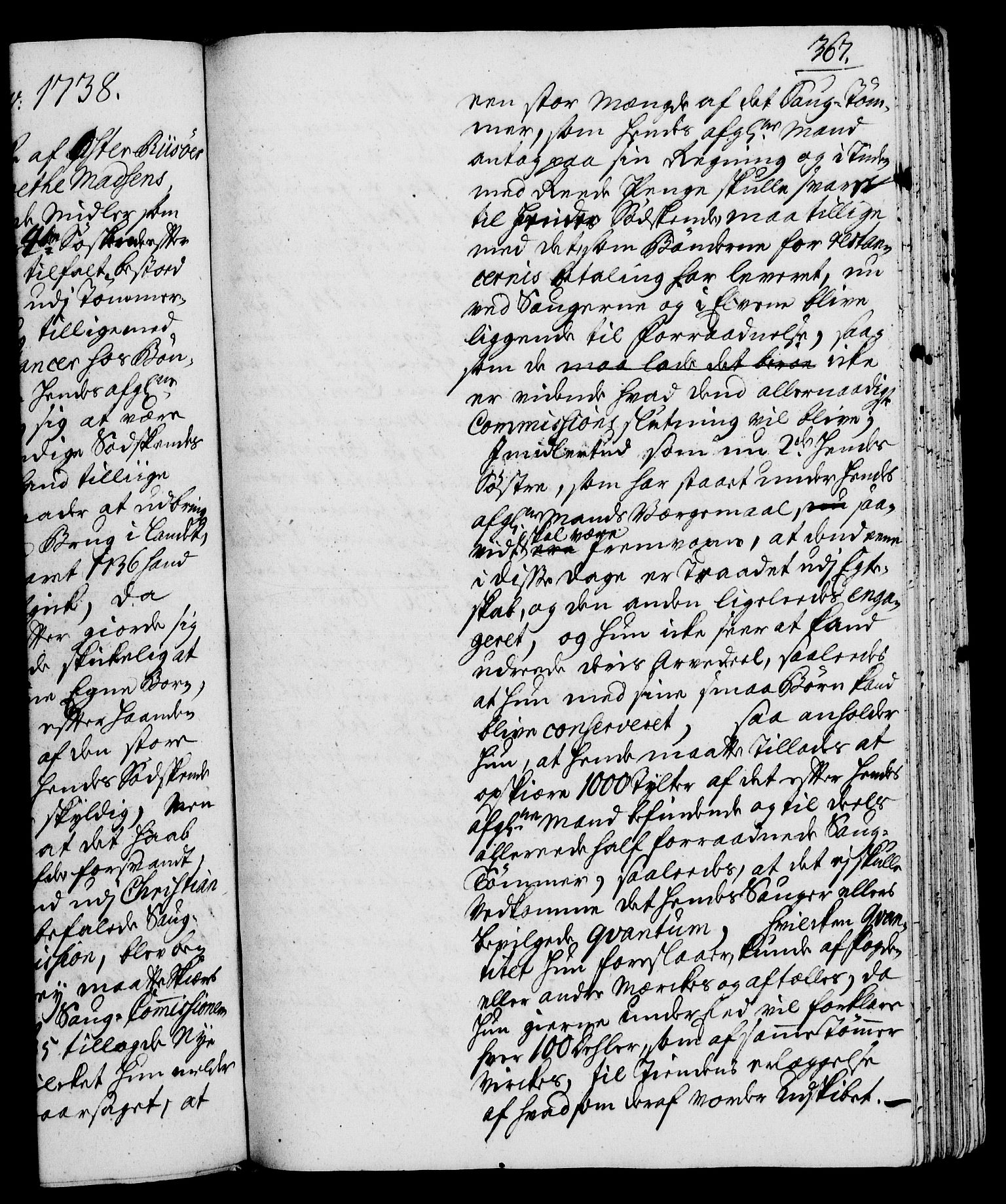 Rentekammeret, Kammerkanselliet, AV/RA-EA-3111/G/Gh/Gha/L0020: Norsk ekstraktmemorialprotokoll (merket RK 53.65), 1738-1739, p. 367
