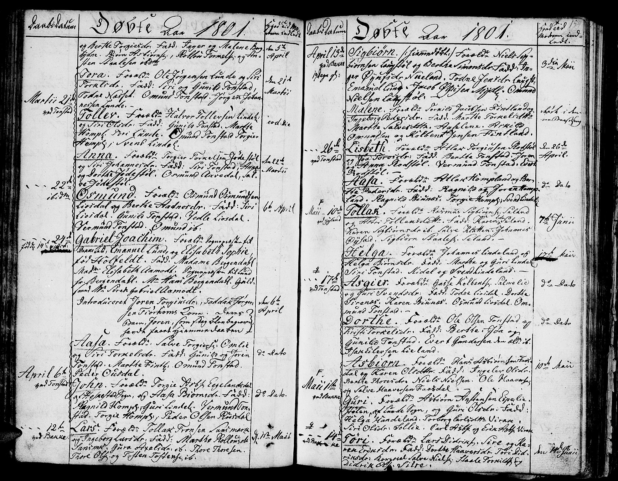 Bakke sokneprestkontor, SAK/1111-0002/F/Fa/Faa/L0002: Parish register (official) no. A 2, 1780-1816, p. 154