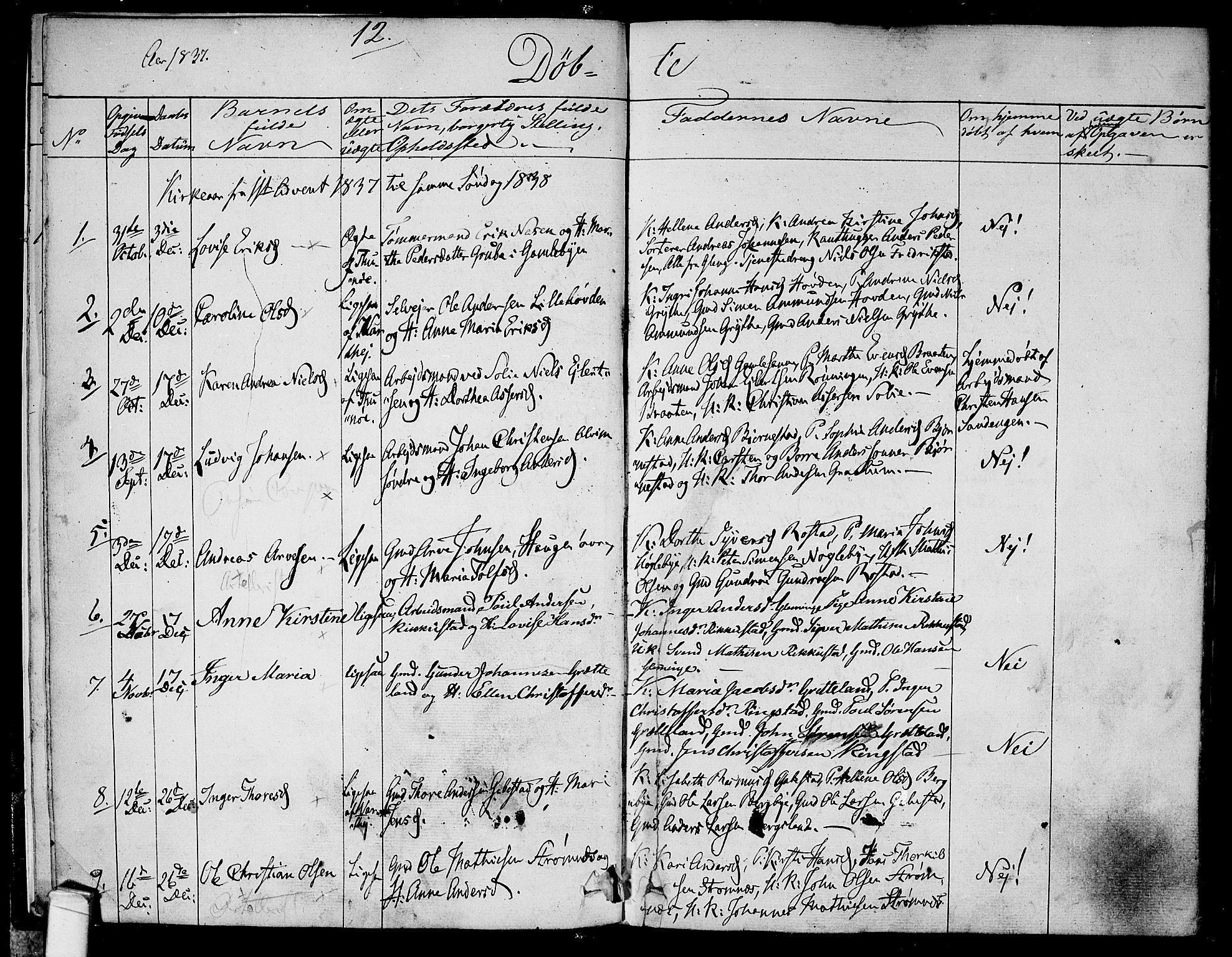 Tune prestekontor Kirkebøker, SAO/A-2007/F/Fa/L0008: Parish register (official) no. 8, 1837-1841, p. 12