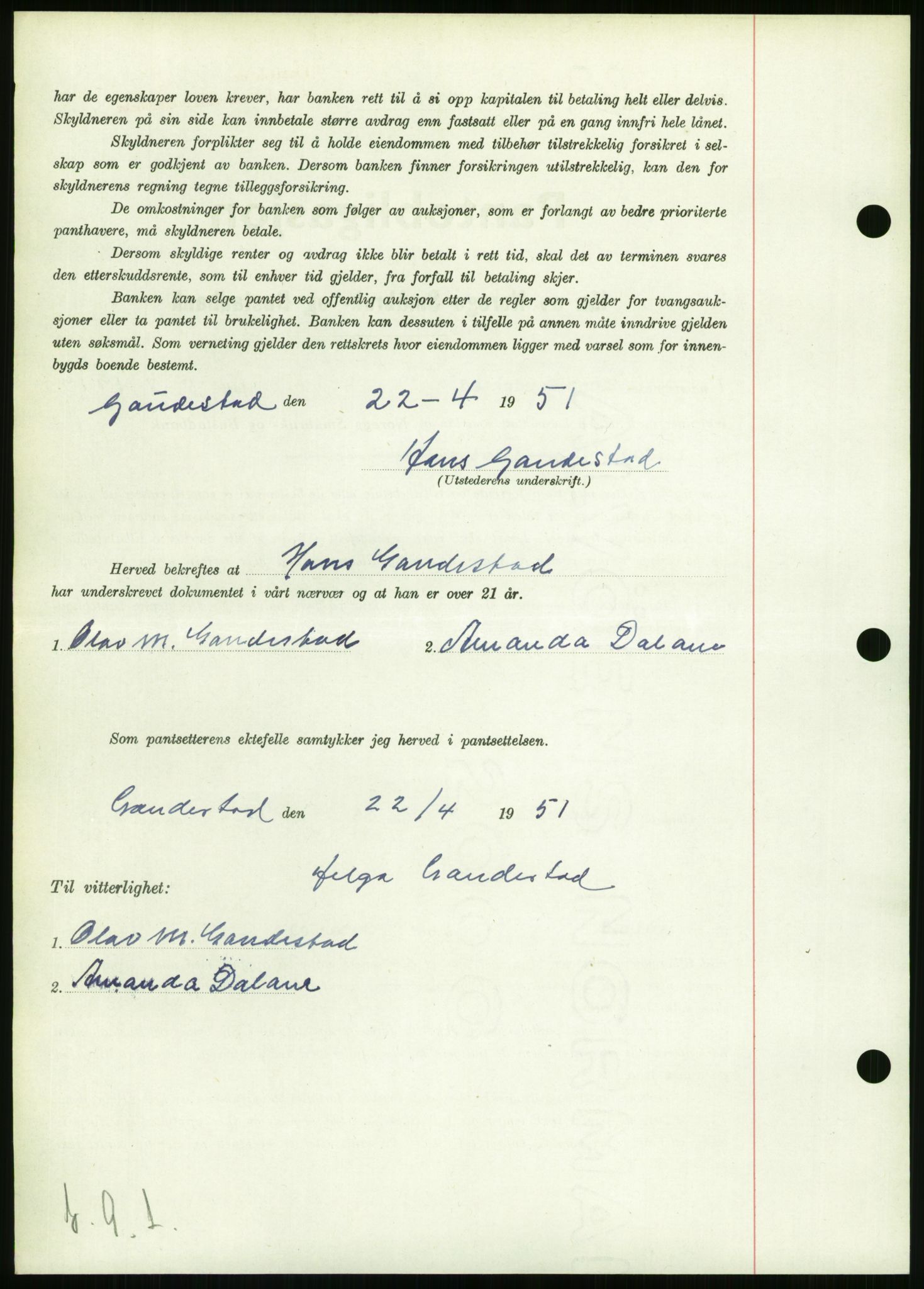 Setesdal sorenskriveri, SAK/1221-0011/G/Gb/L0050: Mortgage book no. B 38, 1949-1952, Diary no: : 186/1951